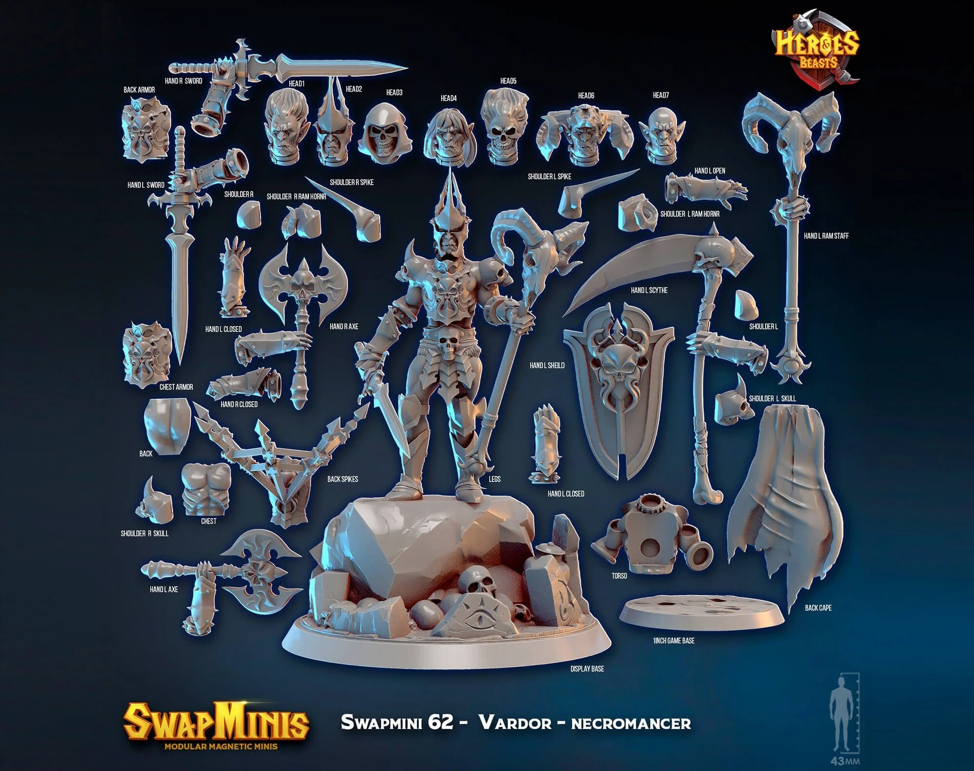 Modular RPG - Swapmini Necromancer - Vardor - Bundle modular miniature