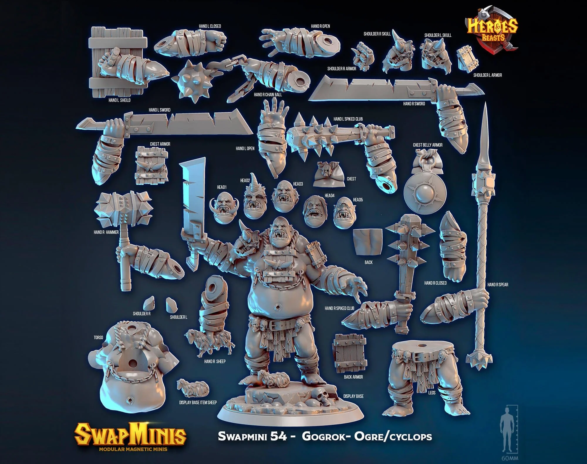 Modular RPG - Swapmini Ogre Cyclops - Gogrok - Bundle modular miniature