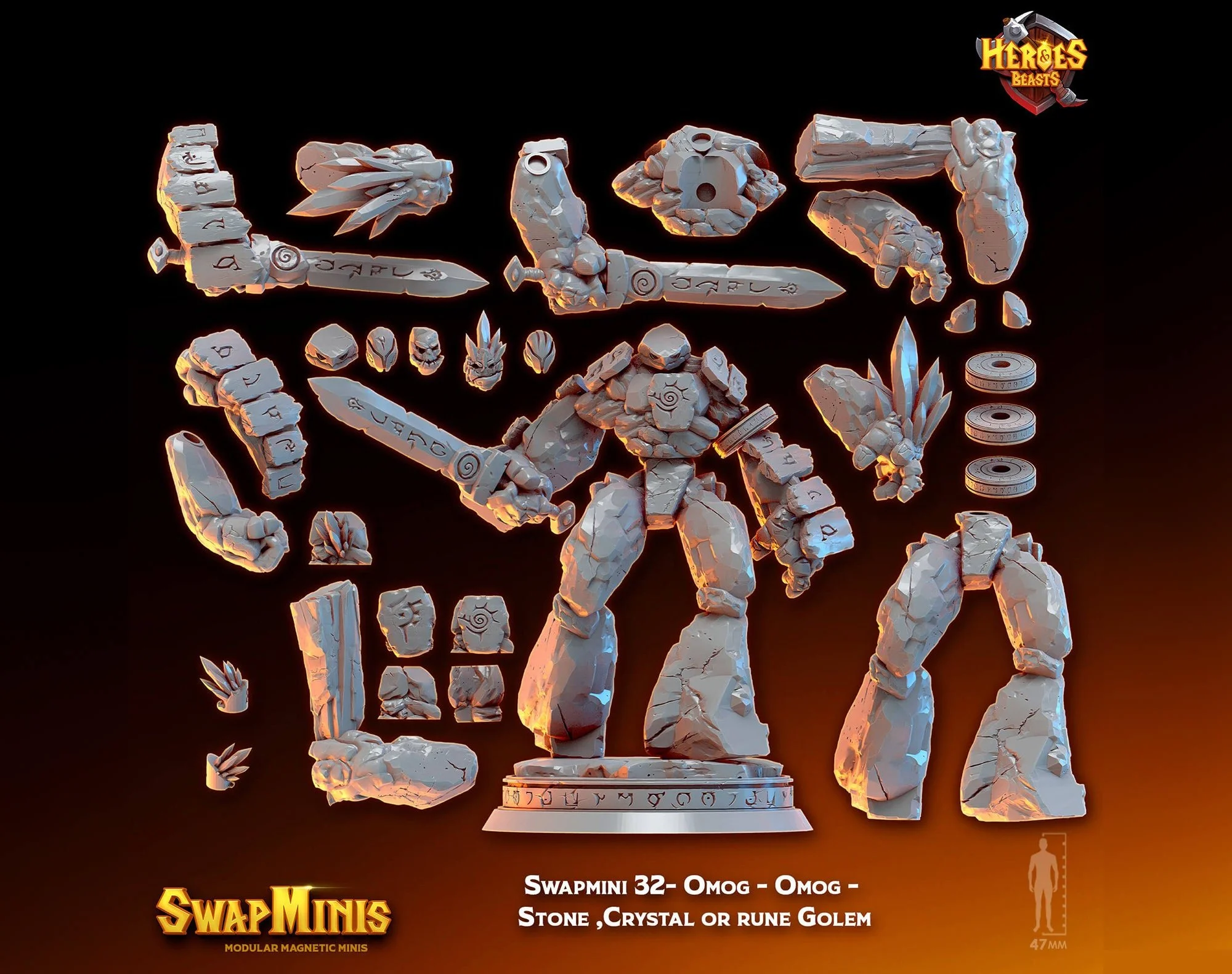 Modular RPG - Swapmini Rune Golem - Bundle modular miniature