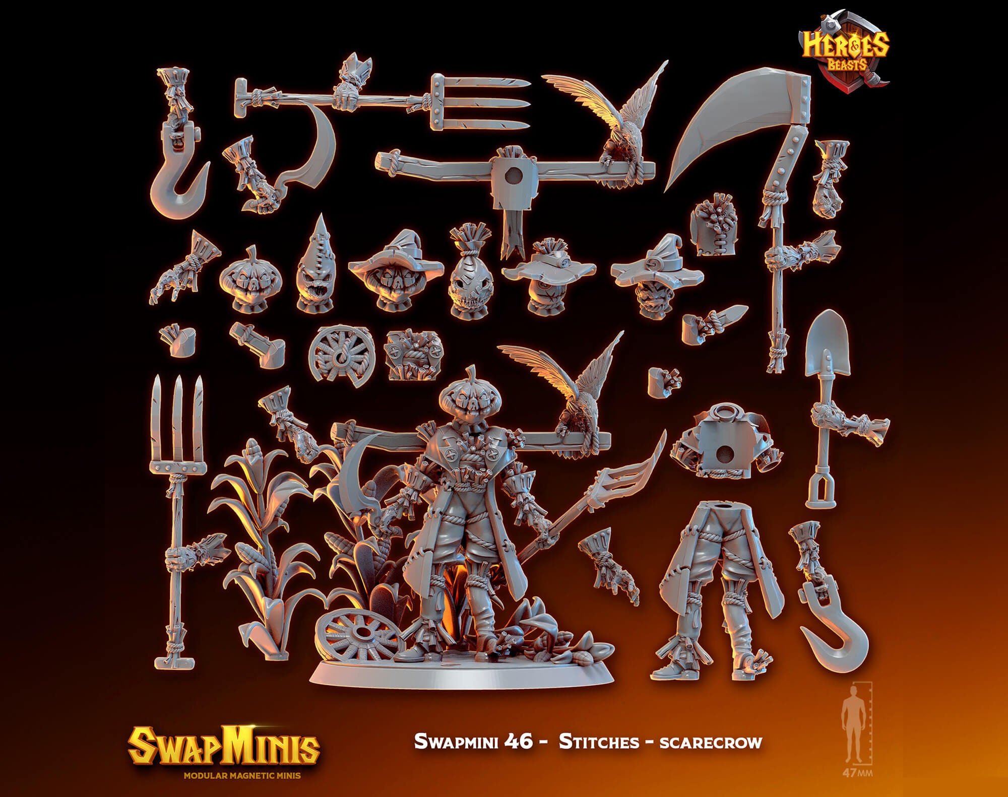 Modular RPG - Swapmini Scarecrow - Stitches - Bundle modular miniature