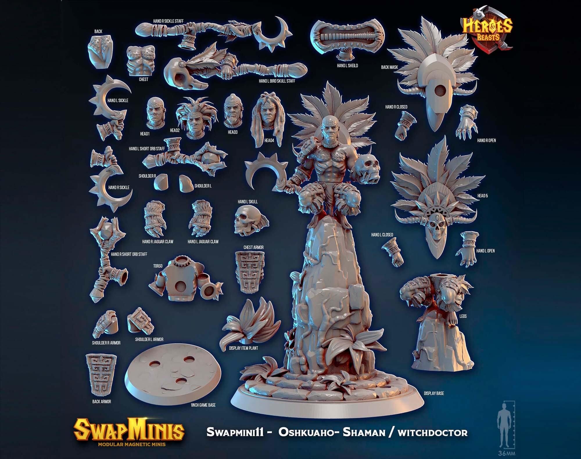 Modular RPG - Swapmini Shaman Sorcerer - Oshkuaho - Bundle modular miniature