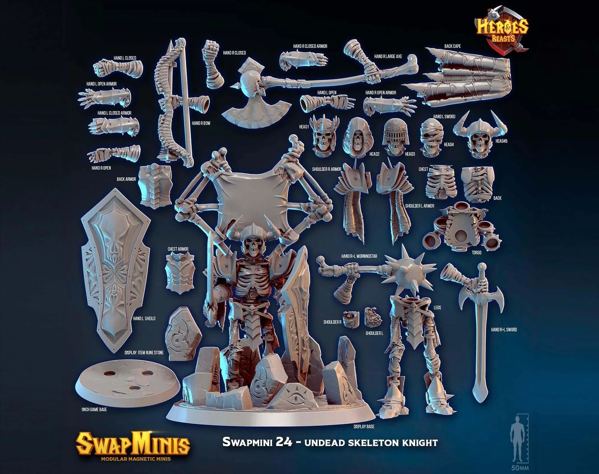 Modular RPG - Swapmini Skeleton Knight - Bundle modular miniature