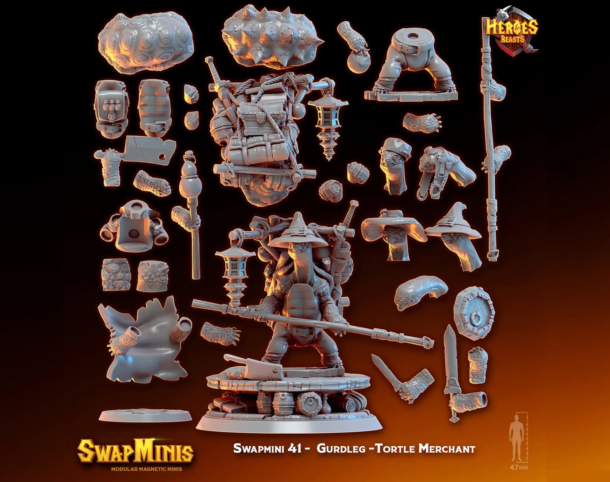 Modular RPG - Swapmini Tortle Merchant - Gurdleg - Bundle modular miniature