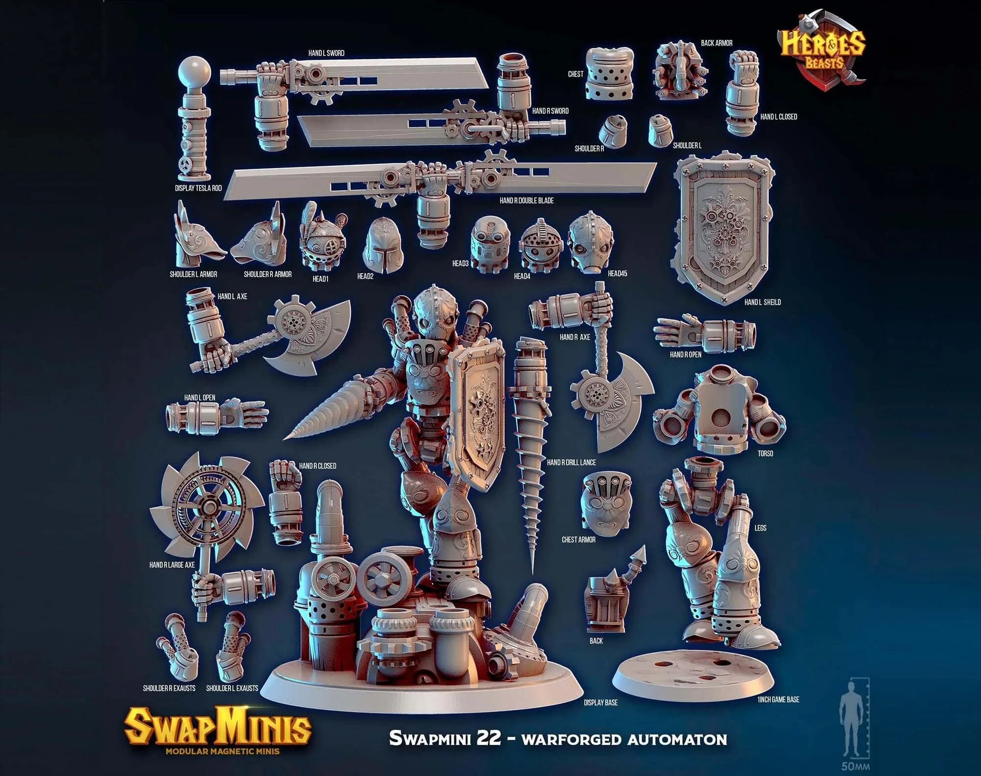Modular RPG - Swapmini Warforged Automaton - Bundle modular miniature