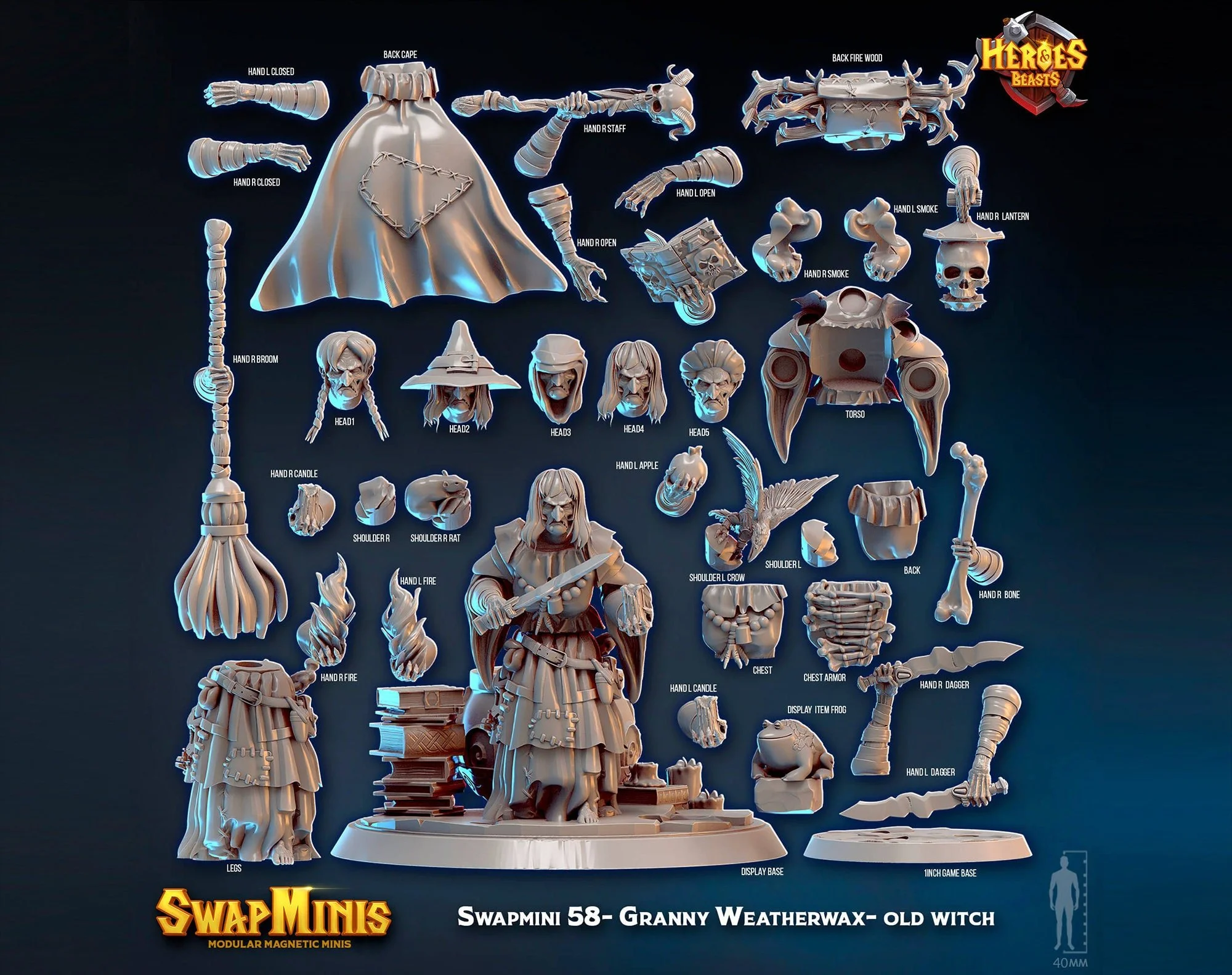Modular RPG - Swapmini Witch - Vovo Weatherwax - Bundle modular miniature