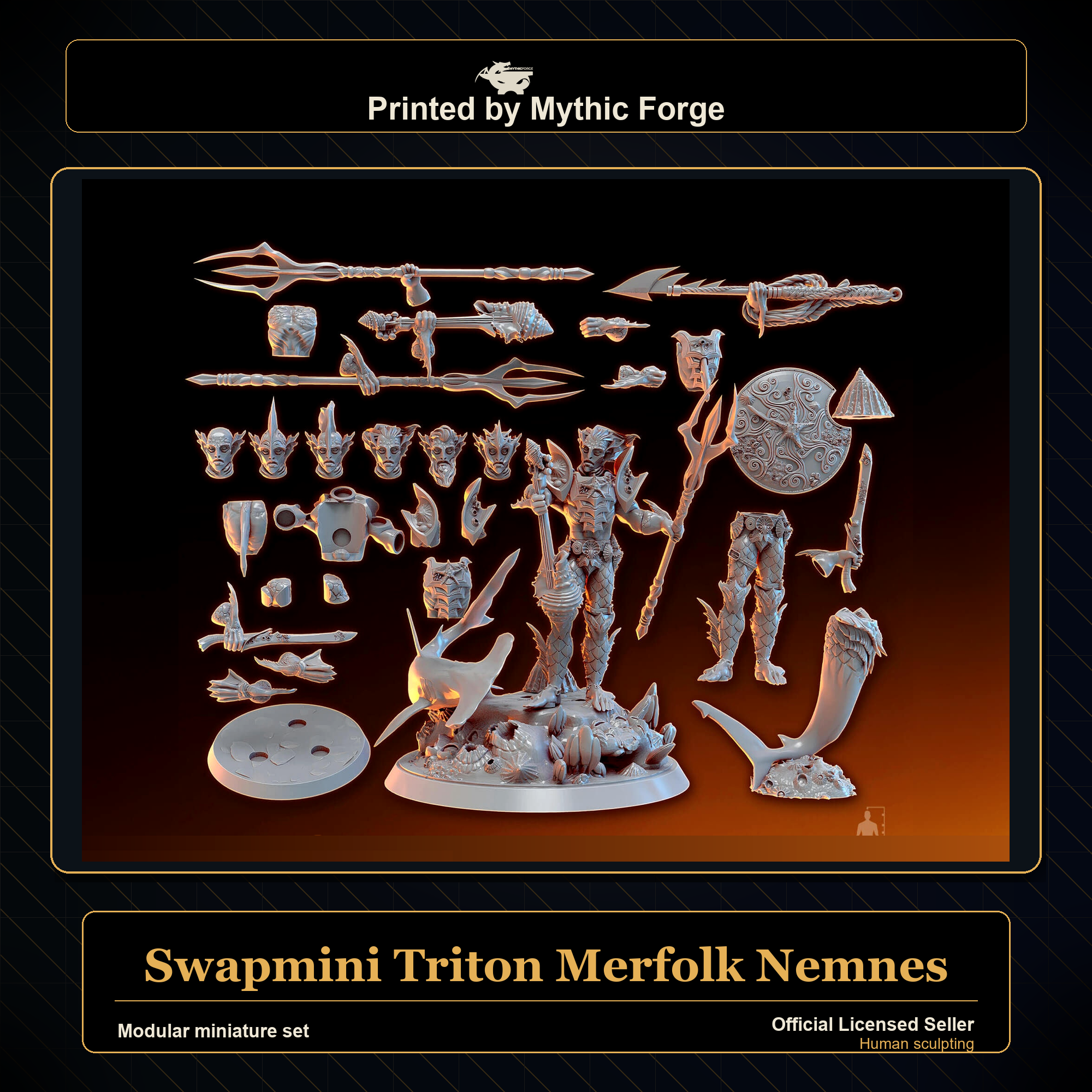 Modular RPG - Swapmini Triton Merfolk - Nemnes - Bundle modular miniature modular miniature set printed by Mythic Forge