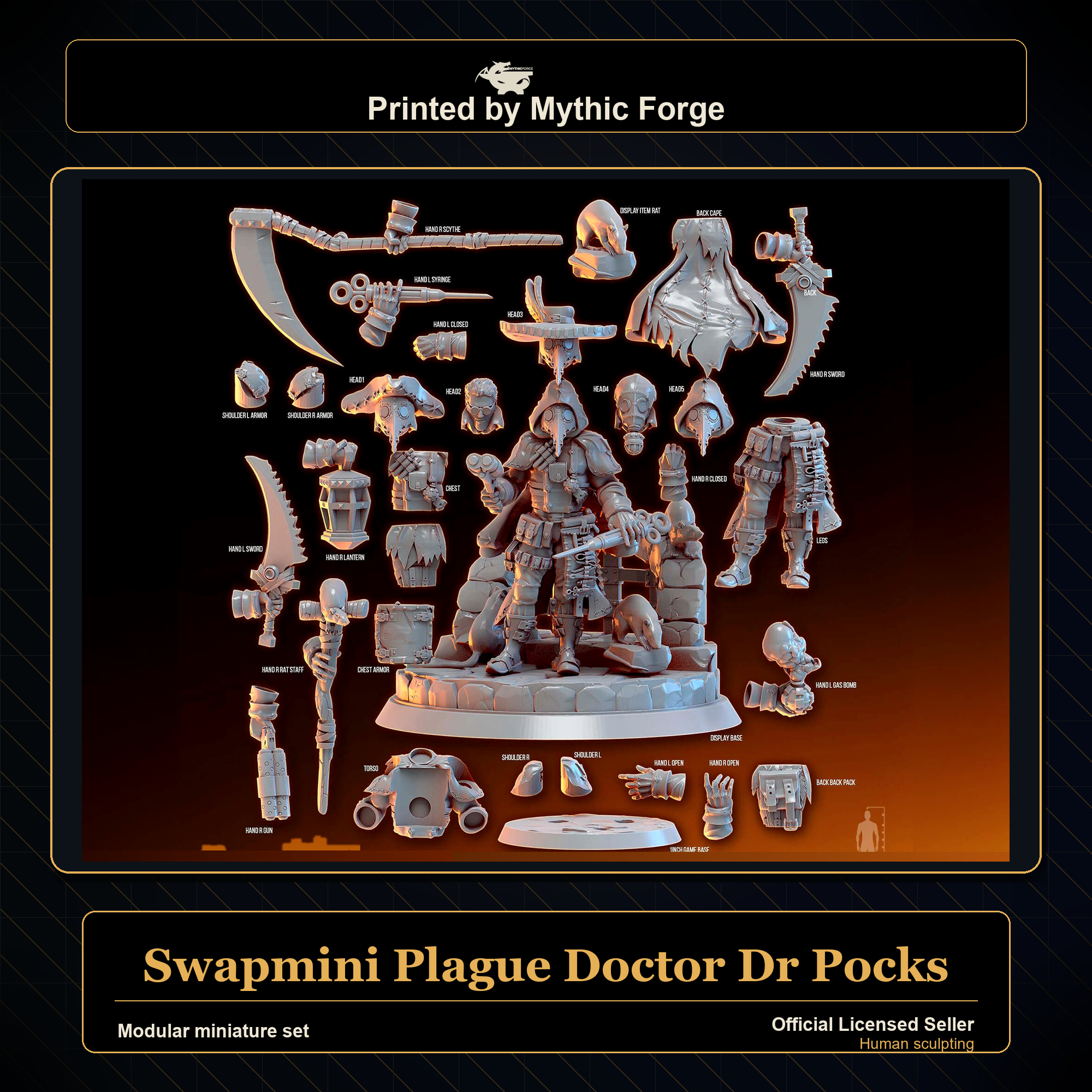 Modular RPG - Swapmini Plague Doctor - Dr Pocks - Bundle modular miniature modular miniature set printed by Mythic Forge