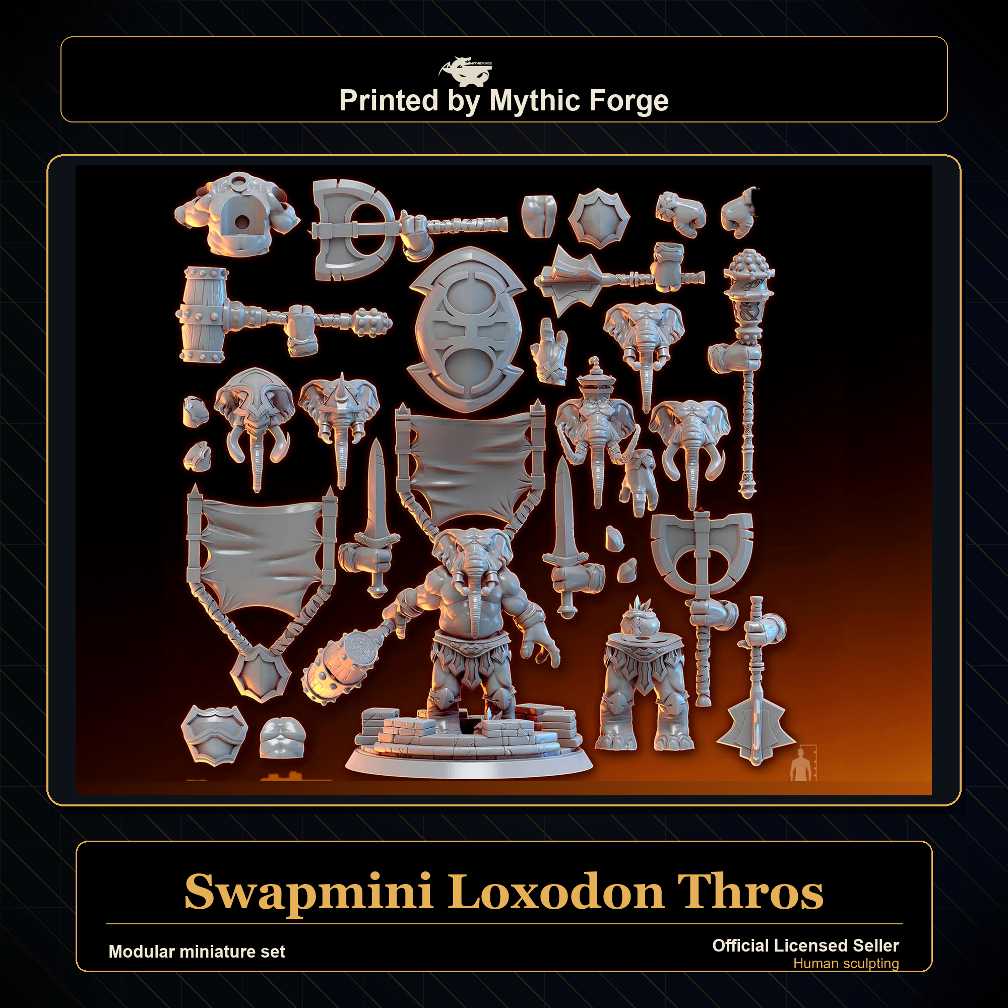 Modular RPG - Swapmini Loxodon - Thros - Bundle modular miniature modular miniature set printed by Mythic Forge