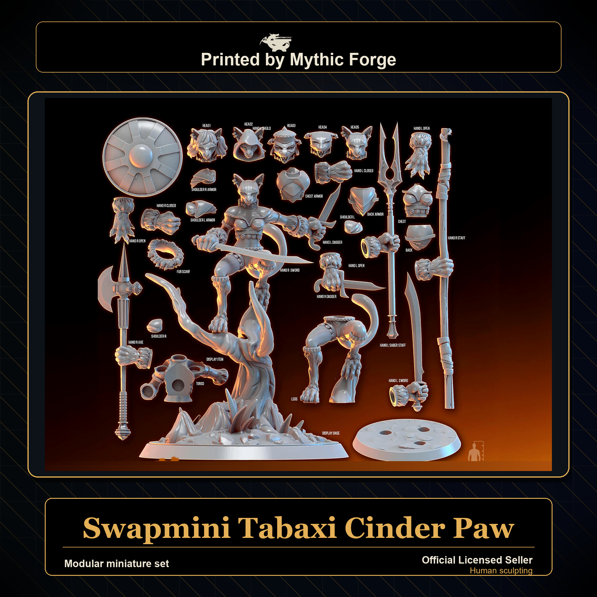 Modular RPG - Swapmini Tabaxi - Cinder Paw - Bundle modular miniature modular miniature set printed by Mythic Forge