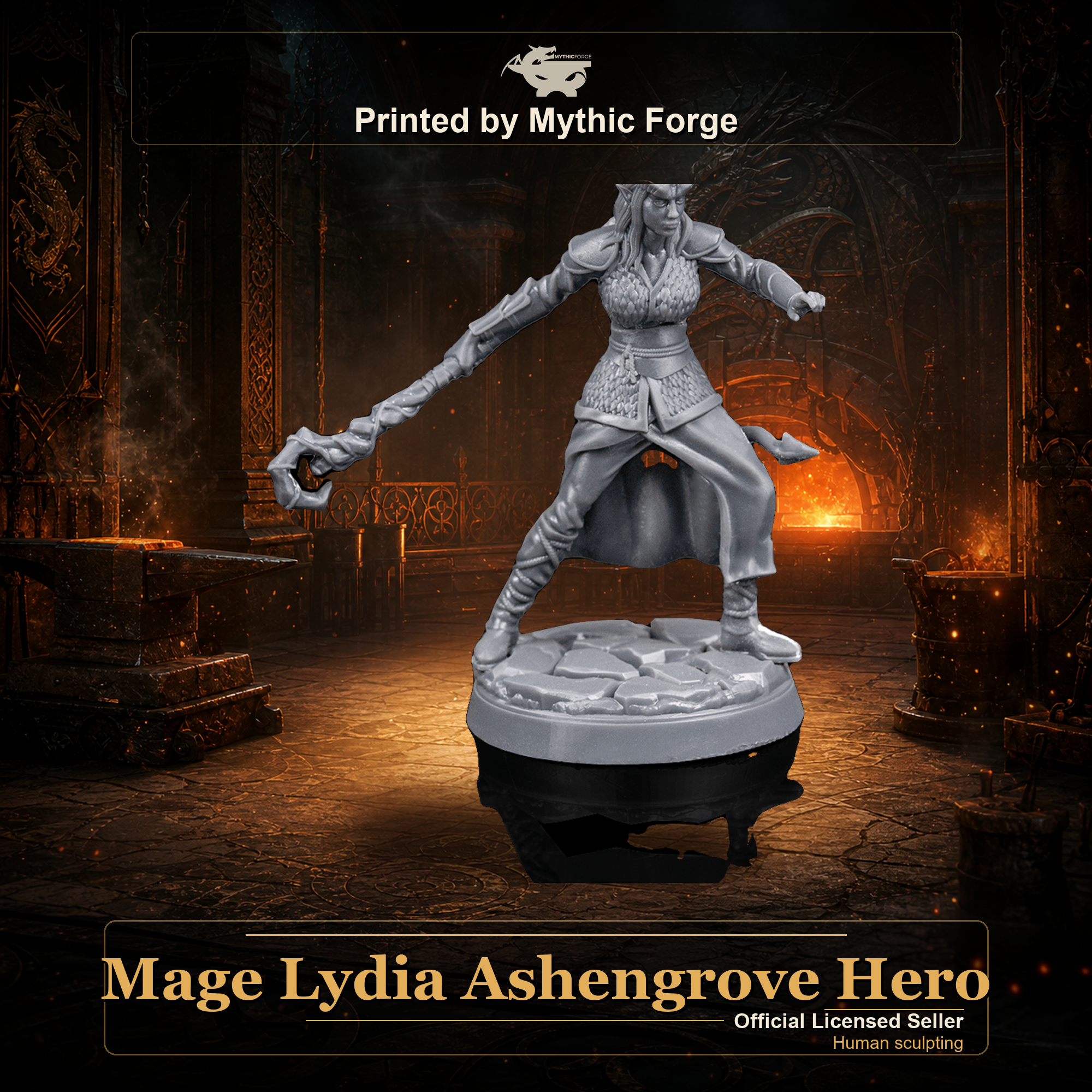 Mage Lydia Ashengrove Hero printed by Mythic Forge