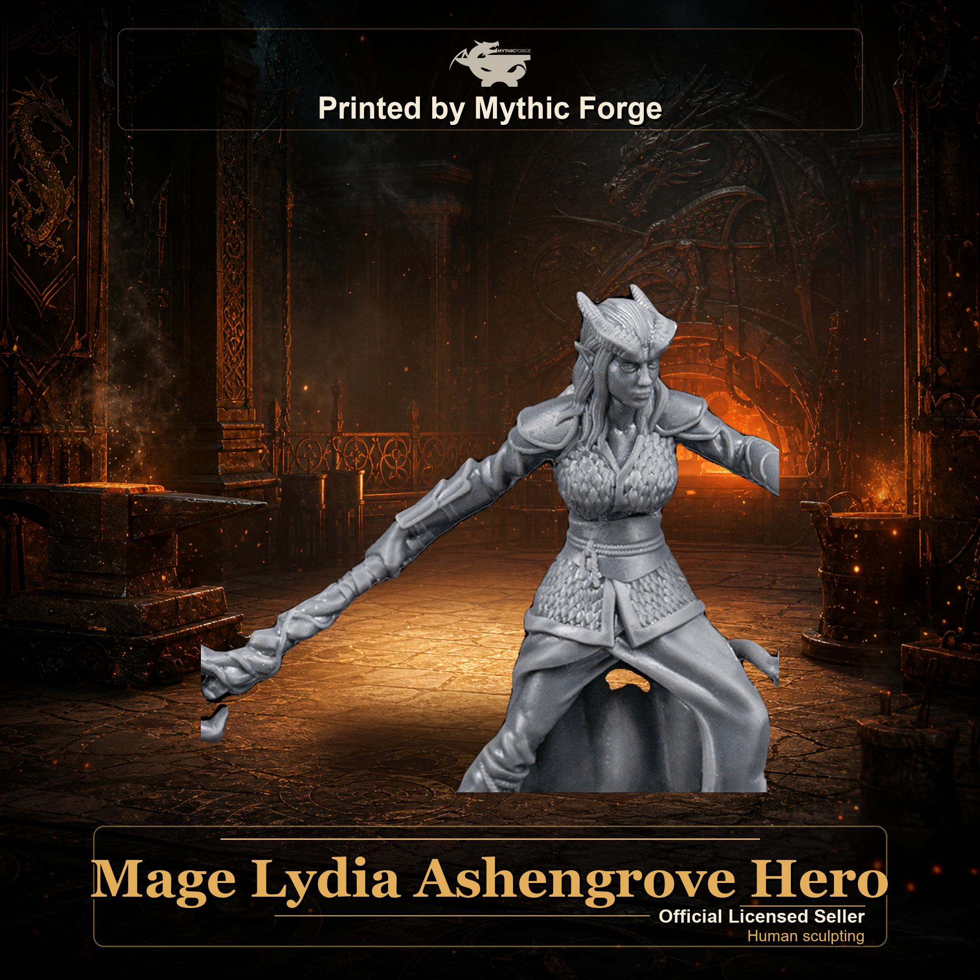 Mage Lydia Ashengrove Hero printed by Mythic Forge