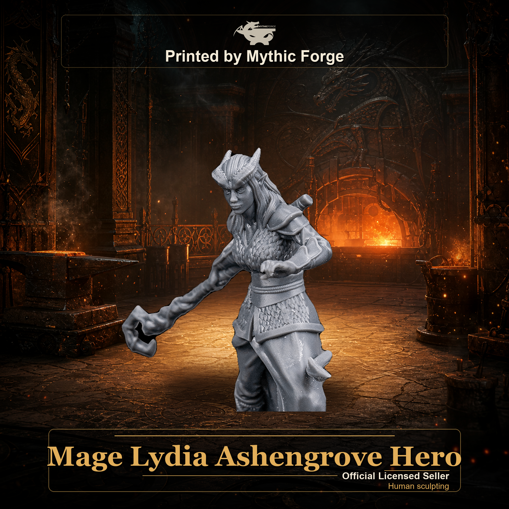 Mage Lydia Ashengrove Hero printed by Mythic Forge