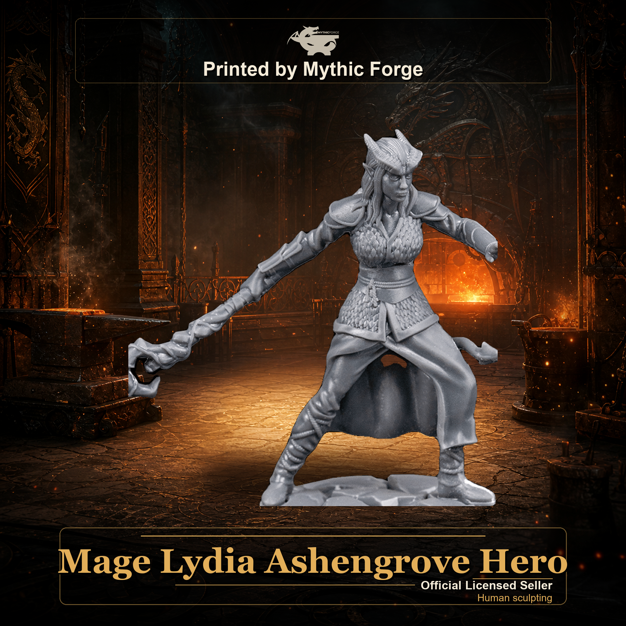 Mage Lydia Ashengrove Hero printed by Mythic Forge
