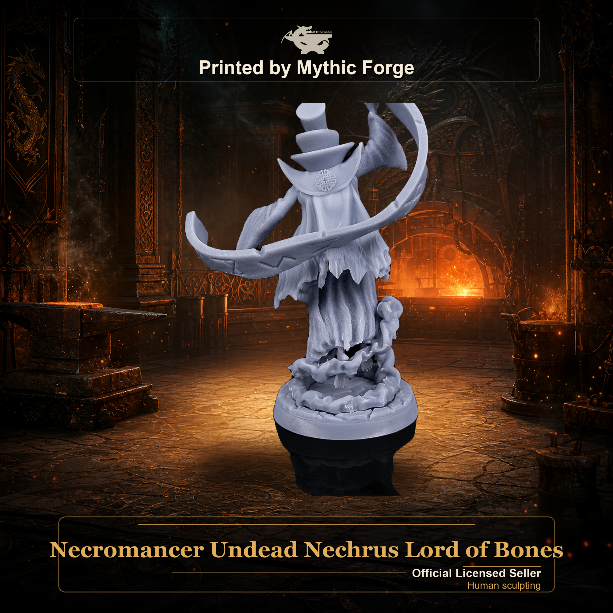 Necromancer Undead Nechrus Lord of Bones printed by Mythic Forge