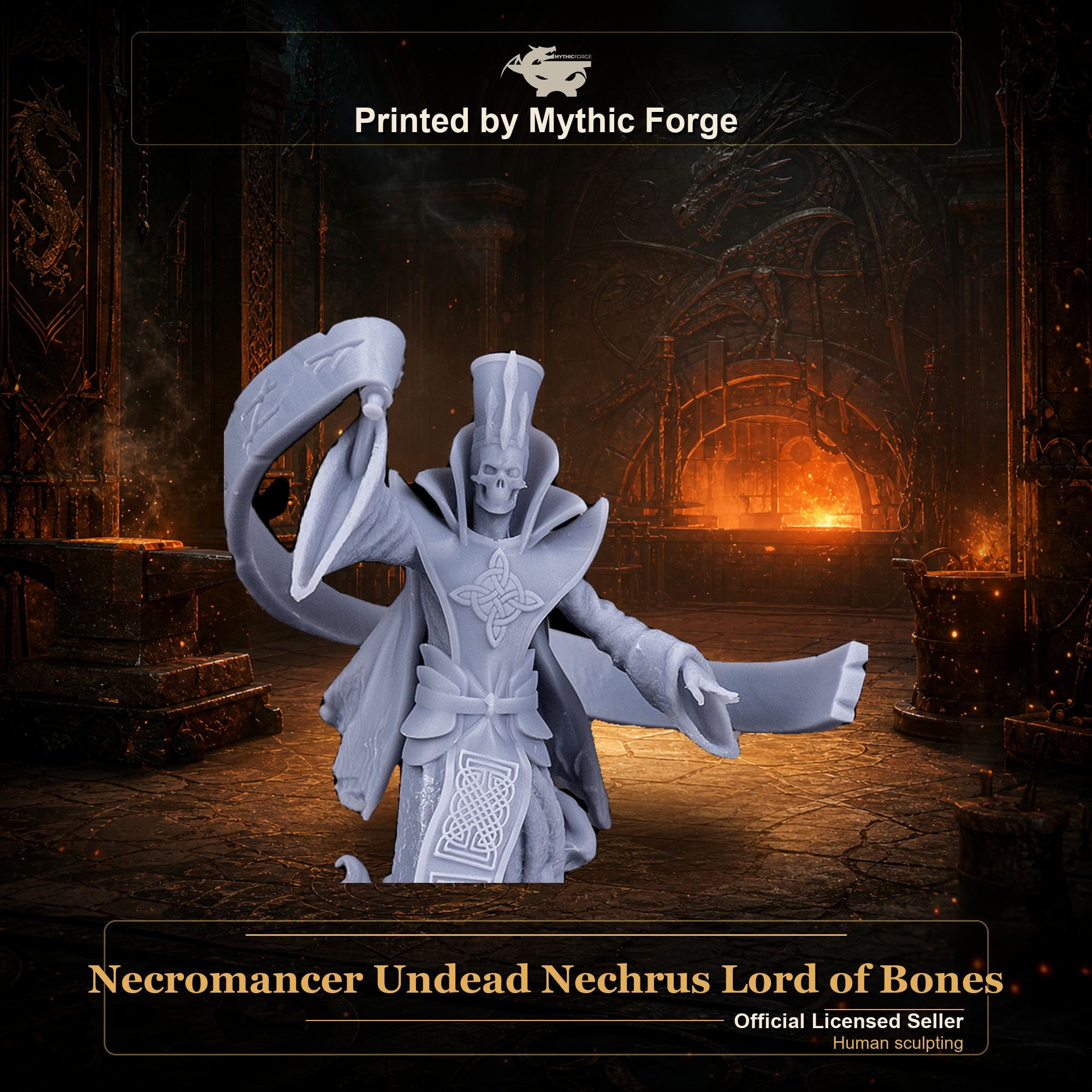 Necromancer Undead Nechrus Lord of Bones printed by Mythic Forge
