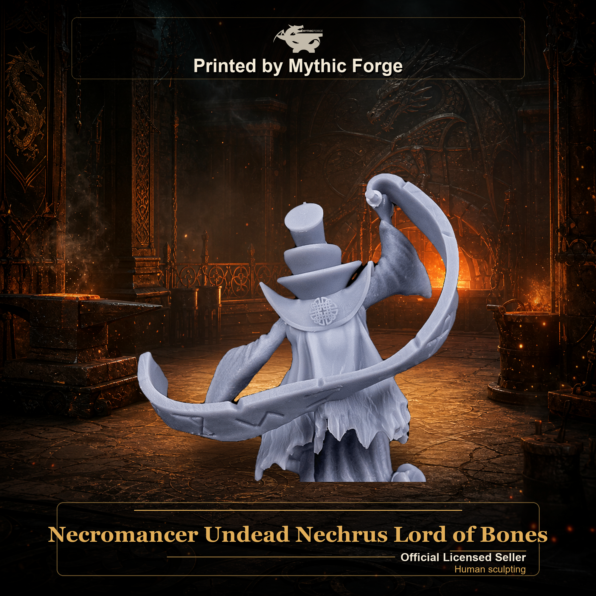 Necromancer Undead Nechrus Lord of Bones printed by Mythic Forge