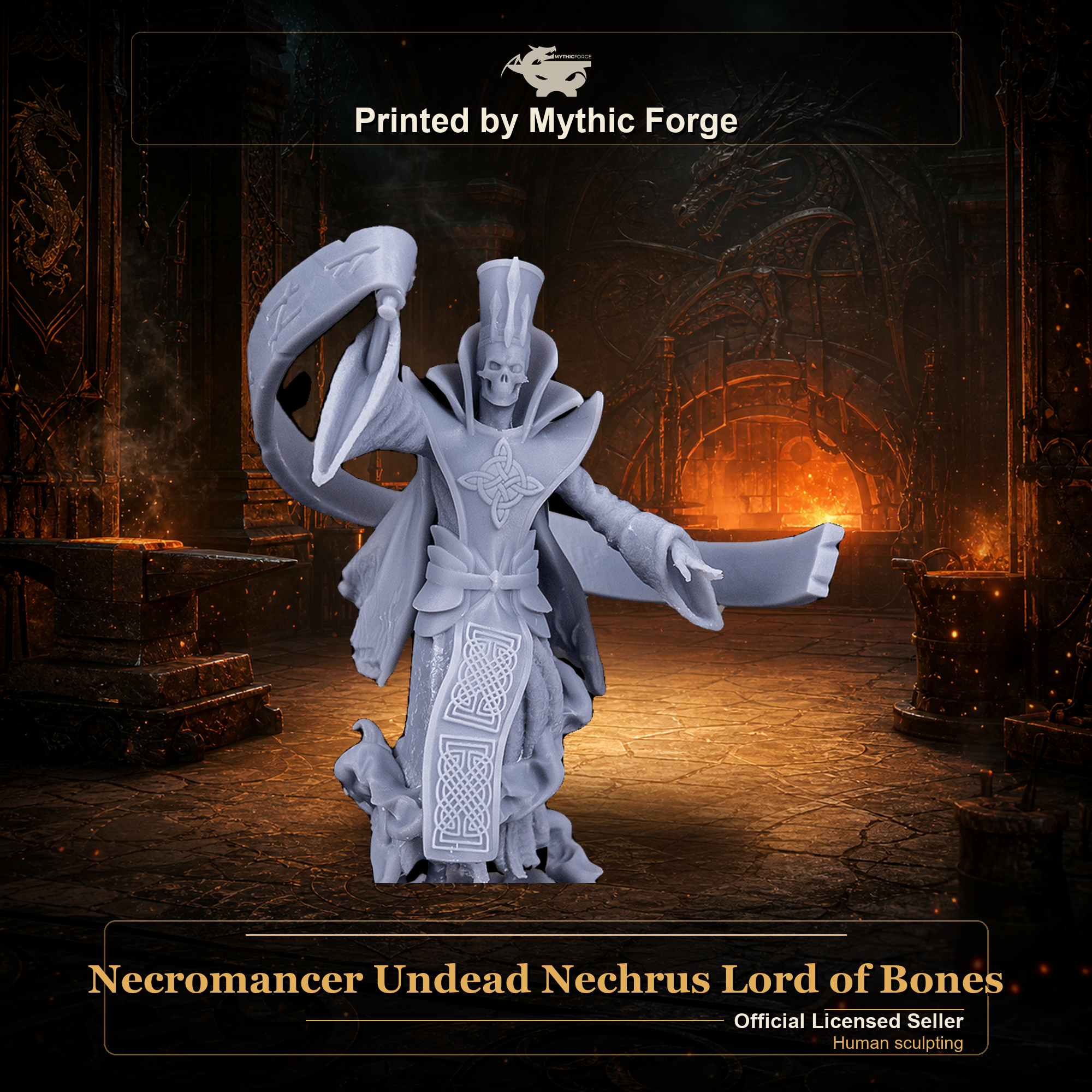 Necromancer Undead Nechrus Lord of Bones printed by Mythic Forge