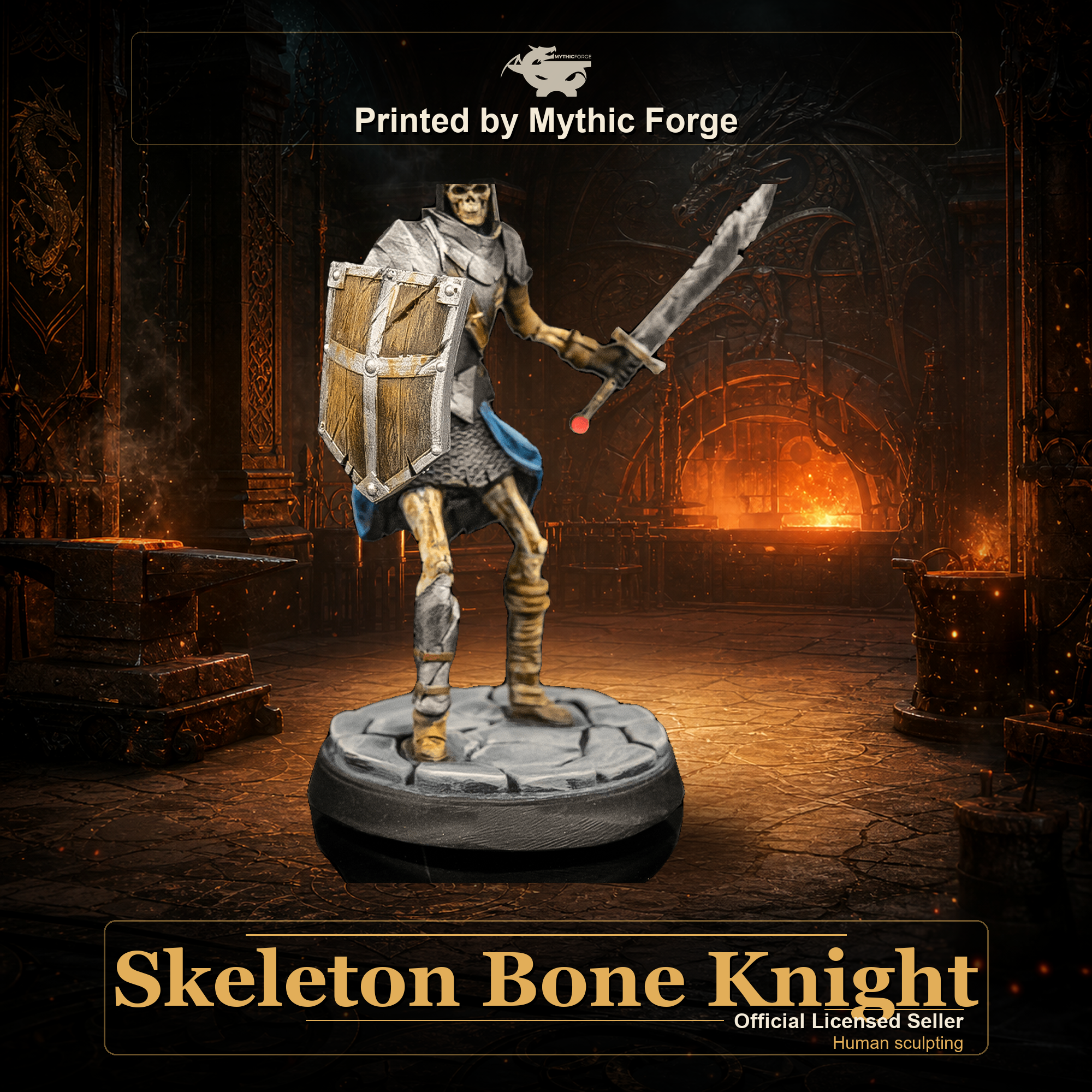 Skeleton Bone Knight printed by Mythic Forge