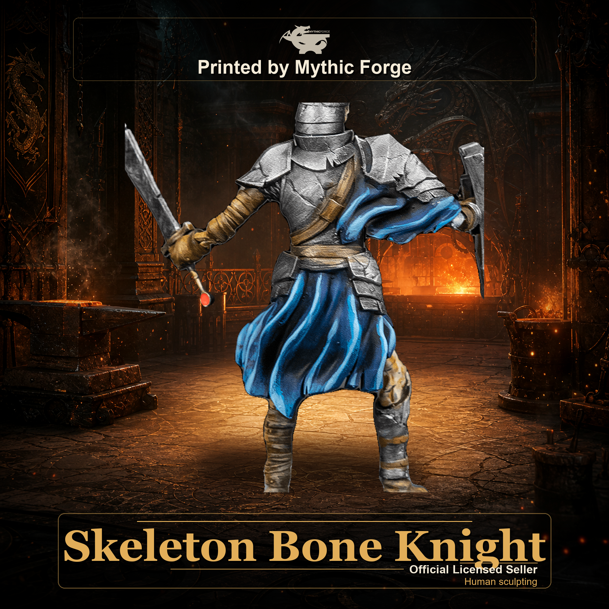 Skeleton Bone Knight printed by Mythic Forge