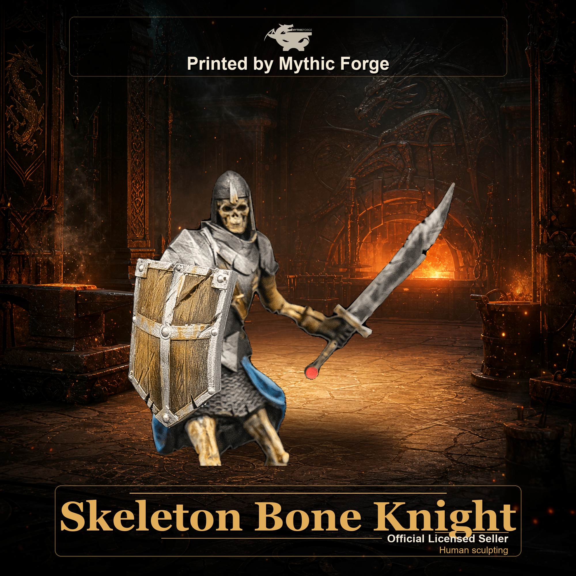 Skeleton Bone Knight printed by Mythic Forge