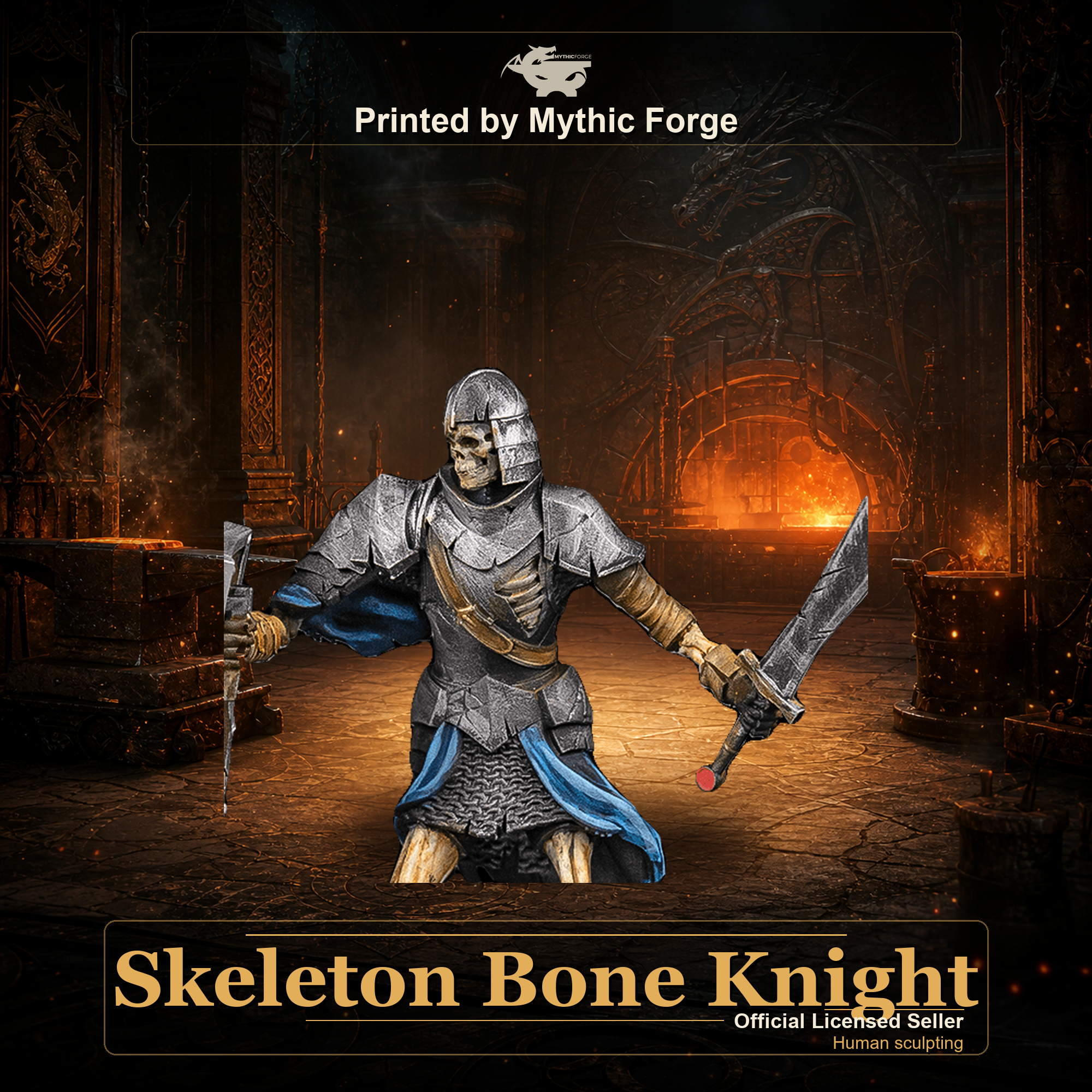Skeleton Bone Knight printed by Mythic Forge