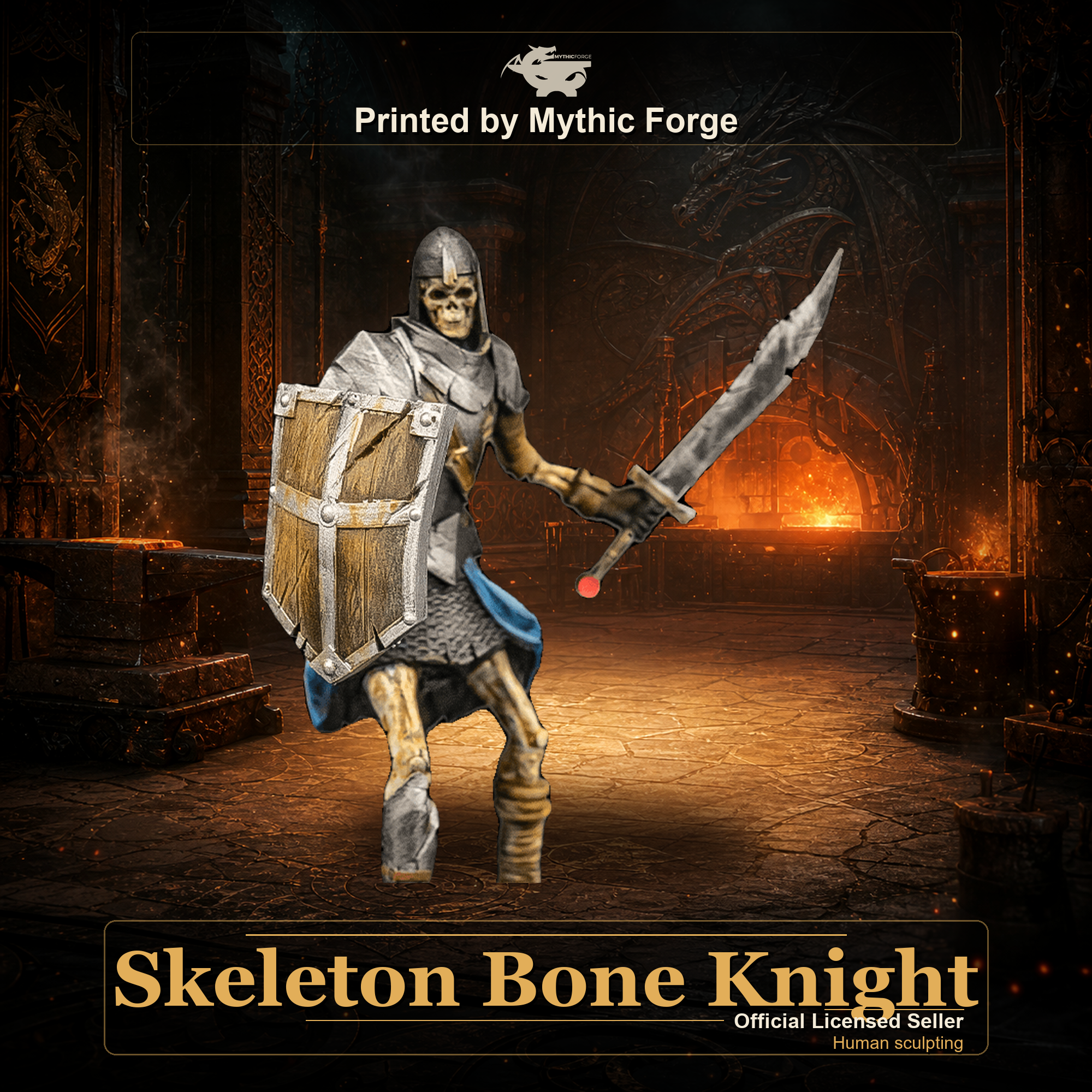 Skeleton Bone Knight printed by Mythic Forge