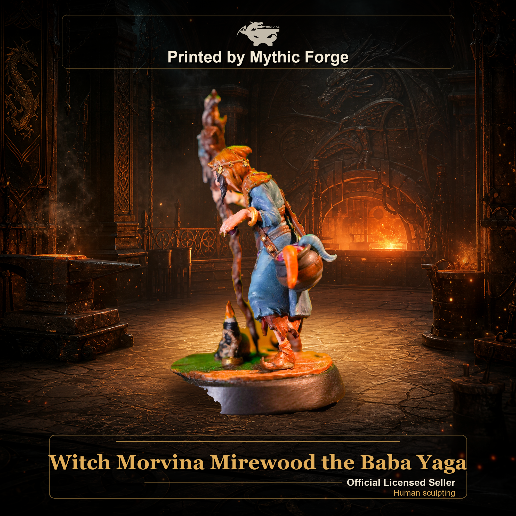 Witch Morvina Mirewood the Baba Yaga printed by Mythic Forge
