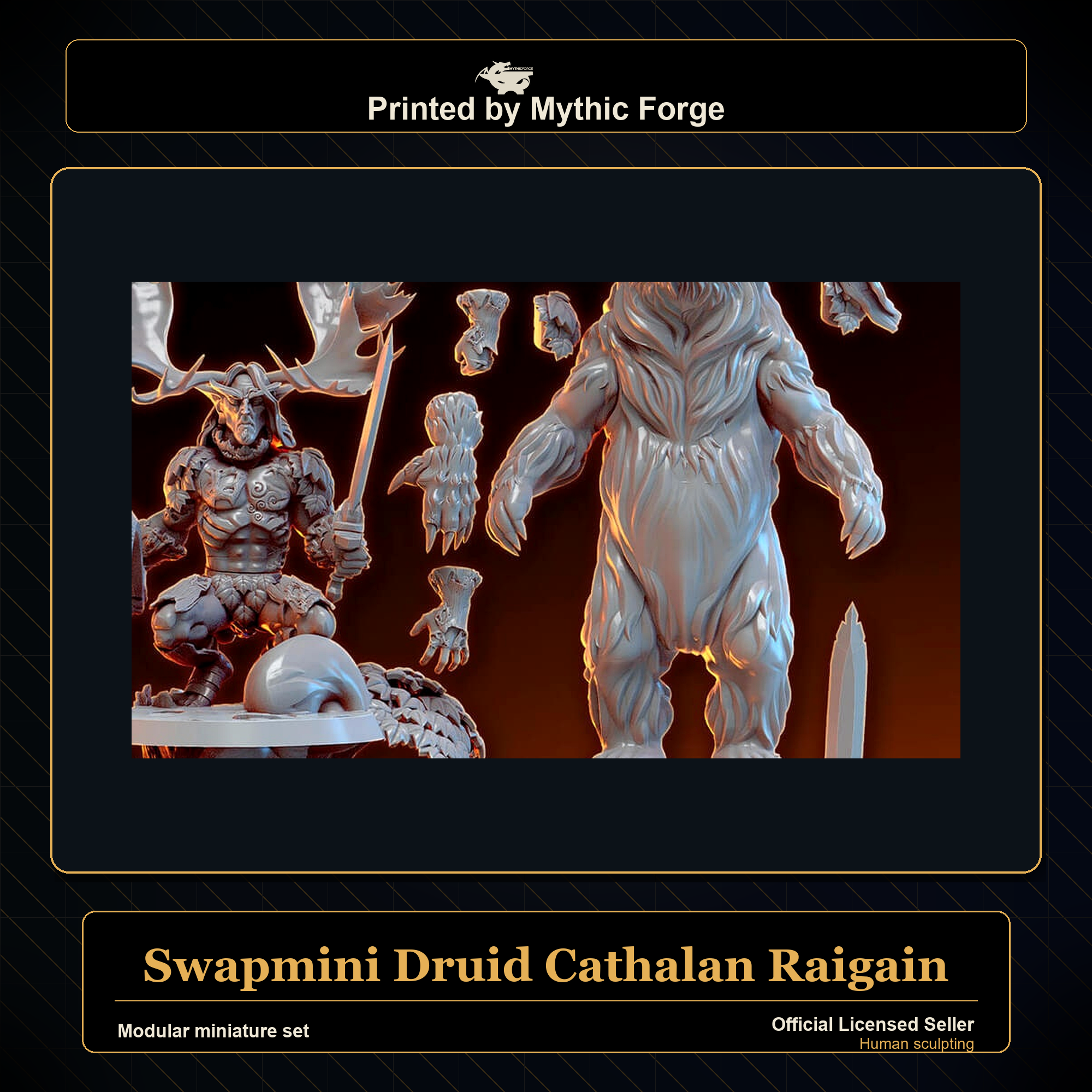 Modular RPG - Swapmini Druid - Cathalan Raigain - Bundle modular miniature modular miniature set printed by Mythic Forge