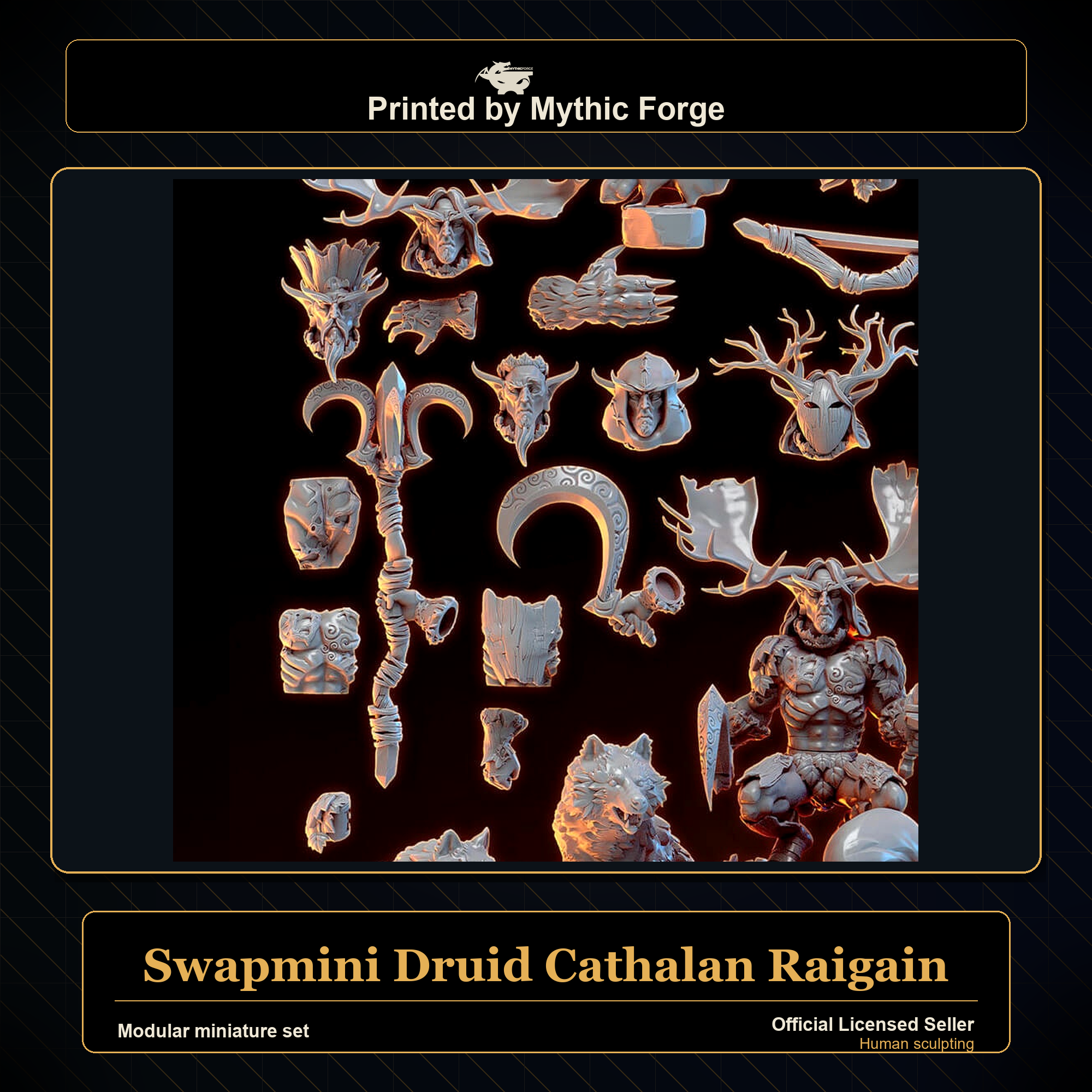 Modular RPG - Swapmini Druid - Cathalan Raigain - Bundle modular miniature modular miniature set printed by Mythic Forge