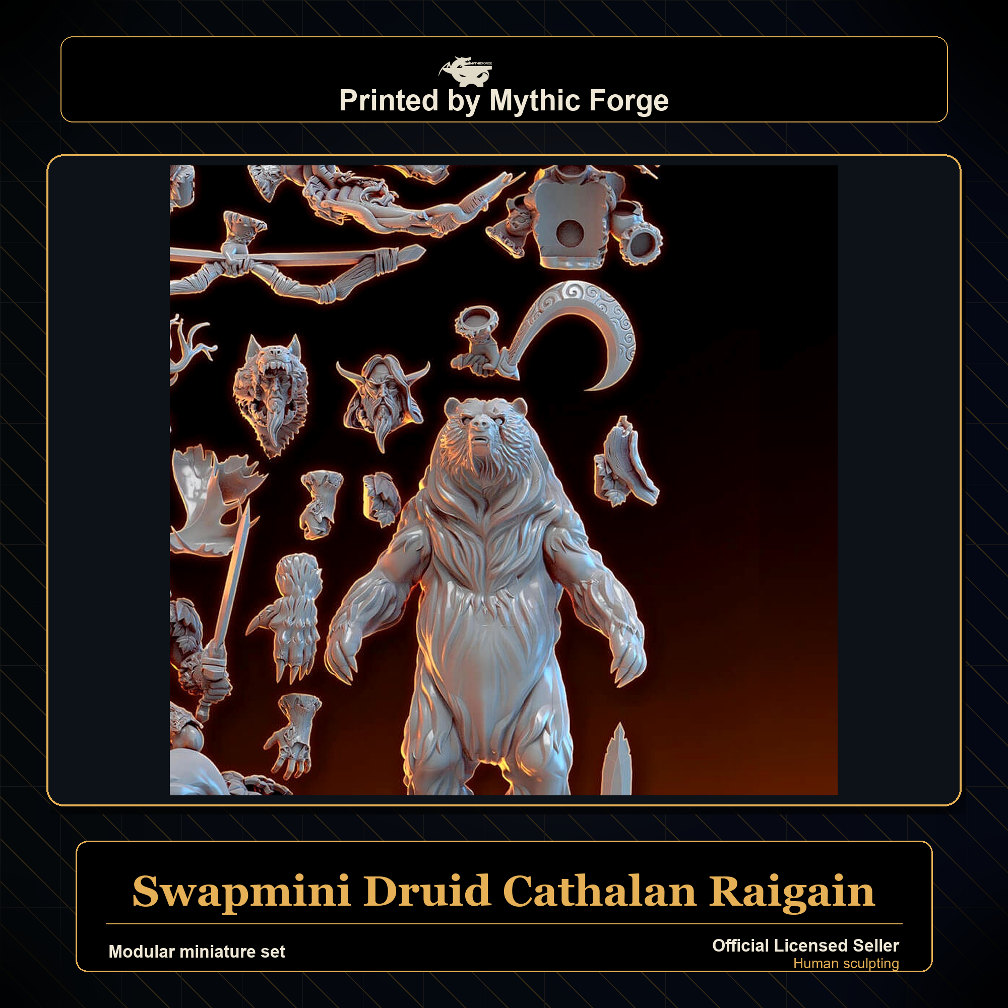 Modular RPG - Swapmini Druid - Cathalan Raigain - Bundle modular miniature modular miniature set printed by Mythic Forge