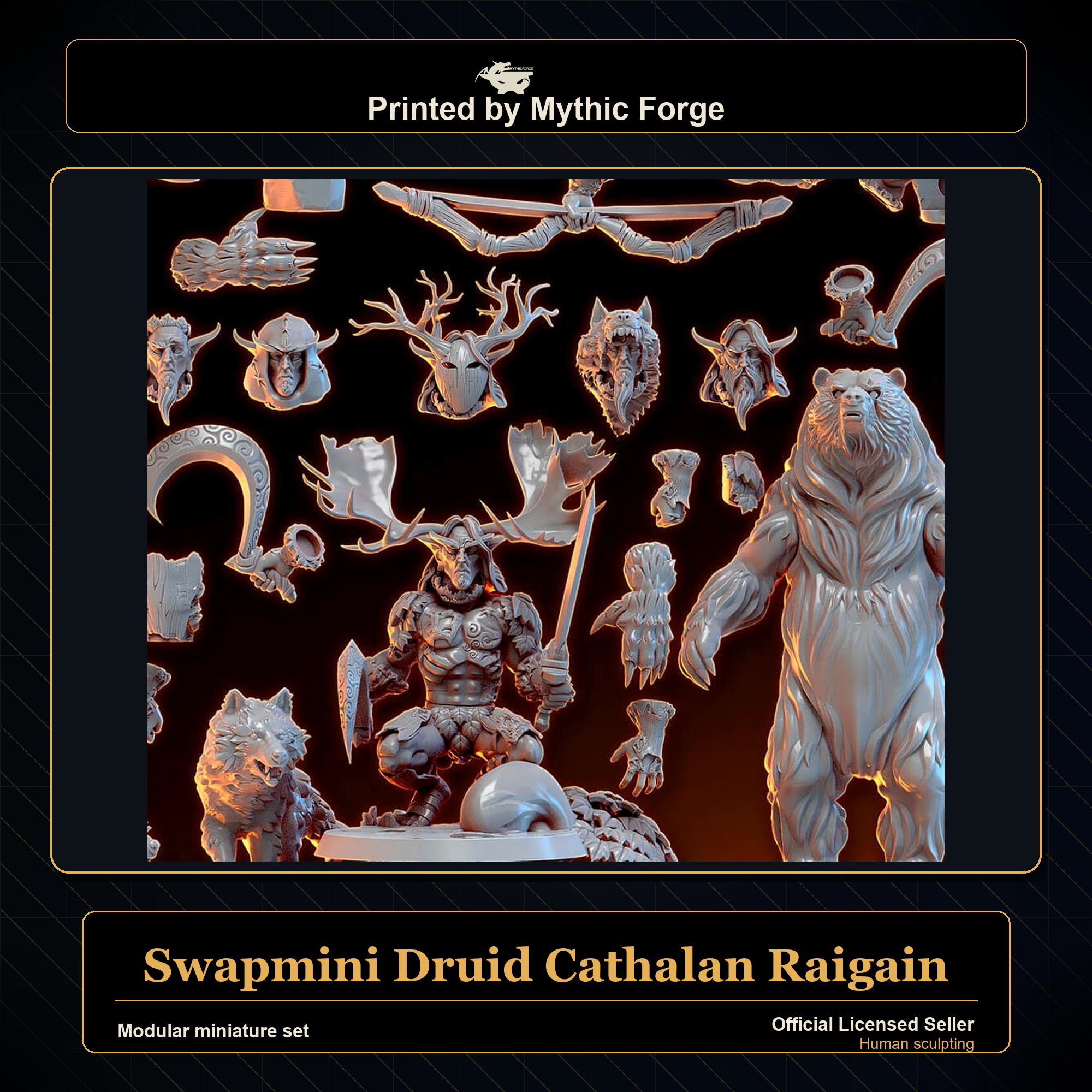 Modular RPG - Swapmini Druid - Cathalan Raigain - Bundle modular miniature modular miniature set printed by Mythic Forge