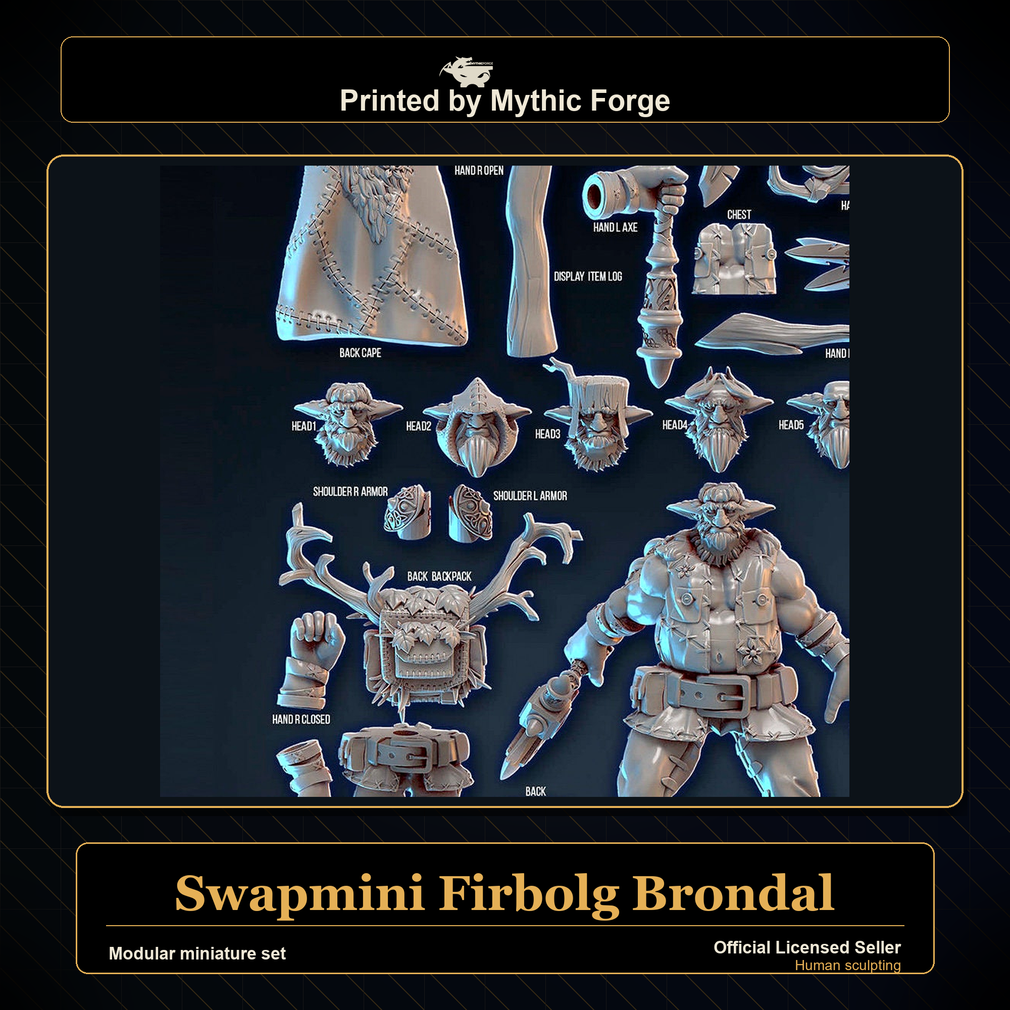 Modular RPG - Swapmini Firbolg - Brondal - Bundle modular miniature modular miniature set printed by Mythic Forge