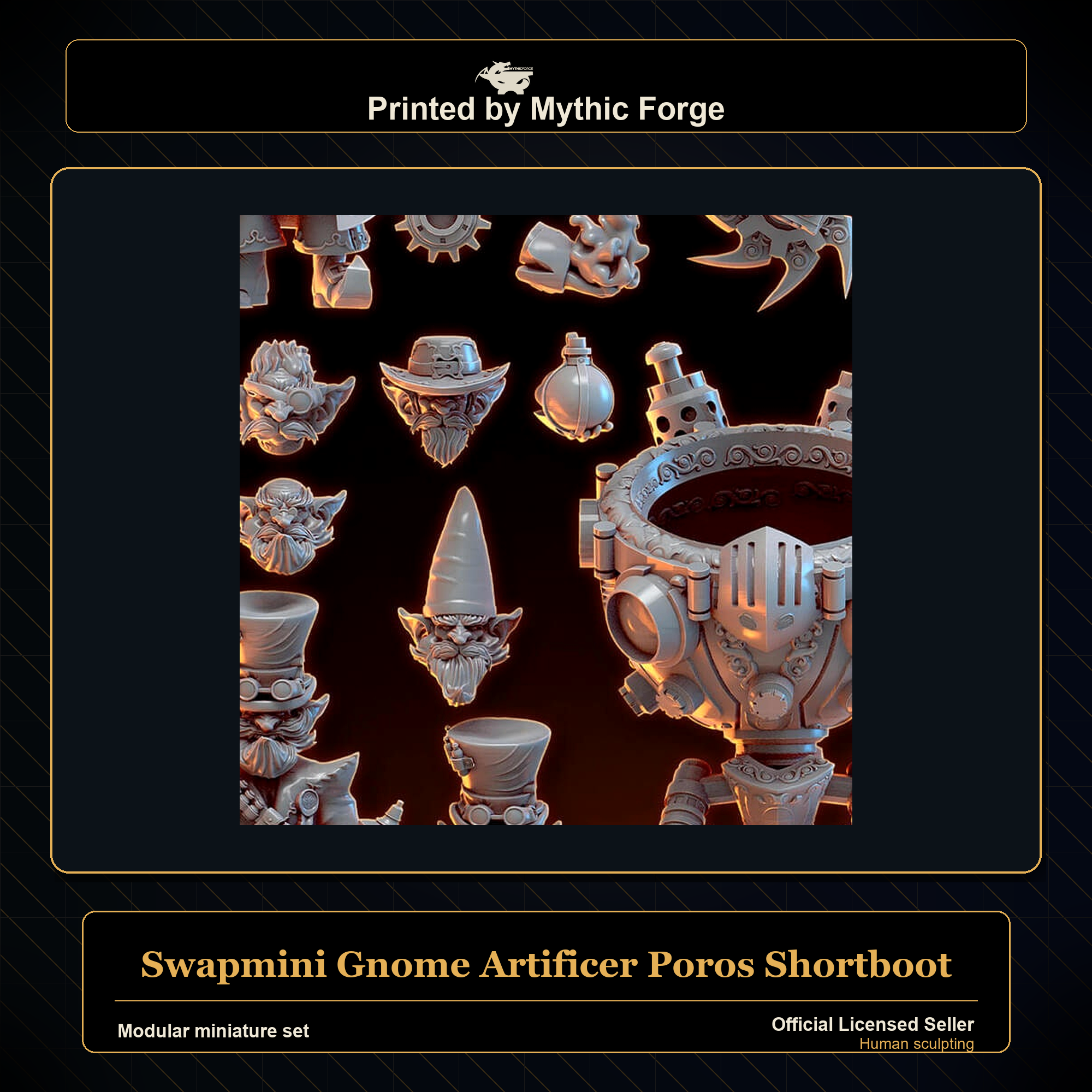 Modular RPG - Swapmini Gnome Artificer - Poros Shortboot - Bundle modular miniature modular miniature set printed by Mythic Forge