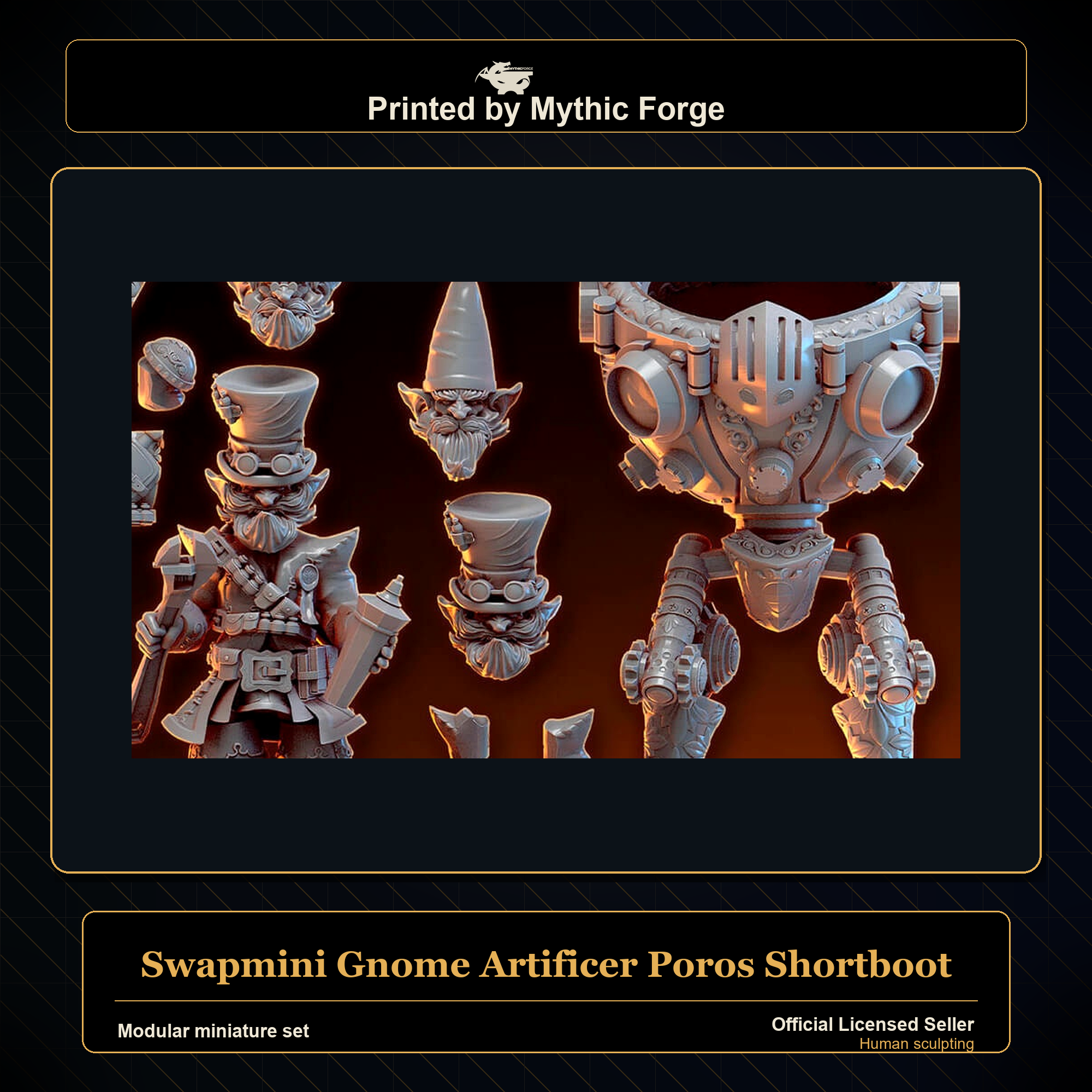 Modular RPG - Swapmini Gnome Artificer - Poros Shortboot - Bundle modular miniature modular miniature set printed by Mythic Forge