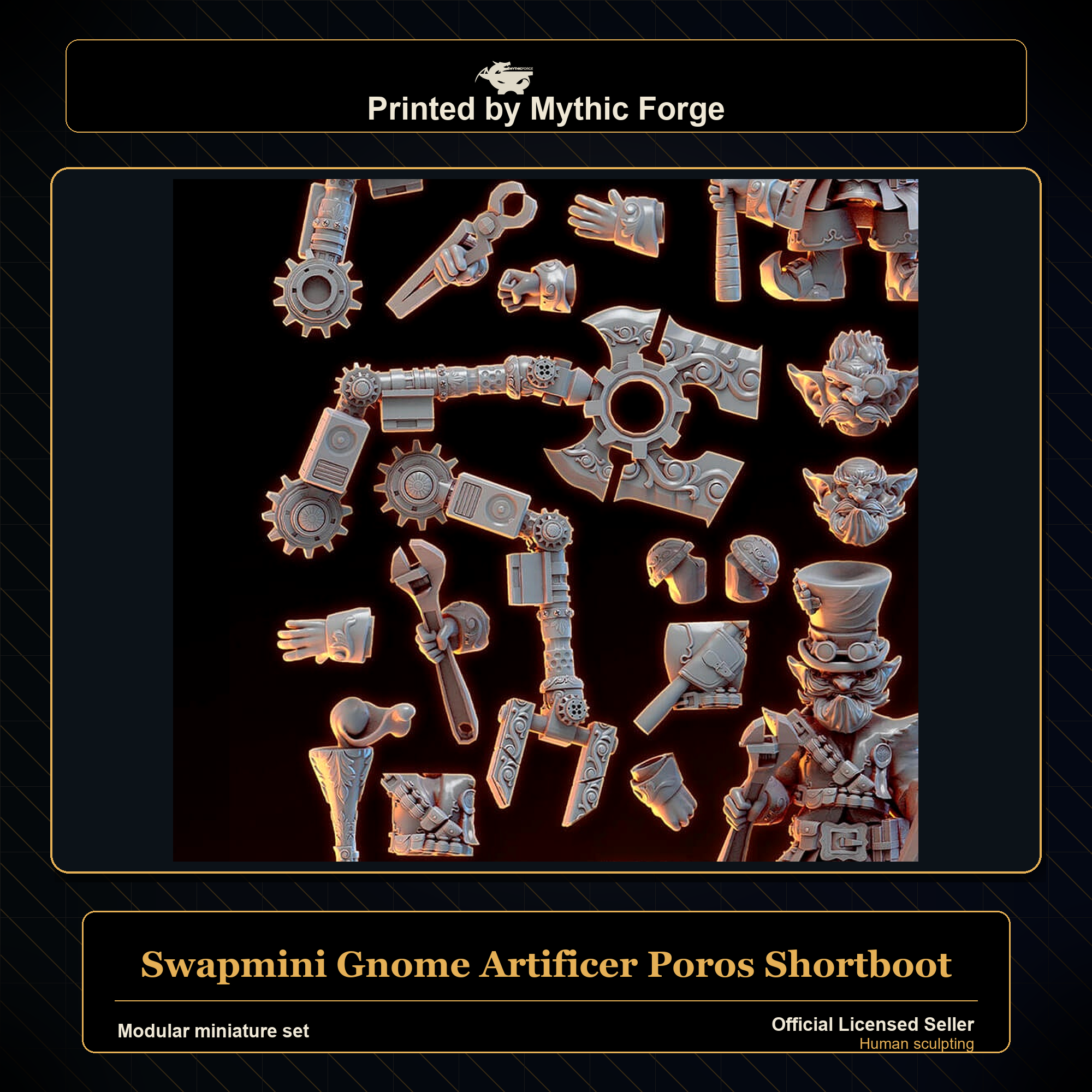 Modular RPG - Swapmini Gnome Artificer - Poros Shortboot - Bundle modular miniature modular miniature set printed by Mythic Forge