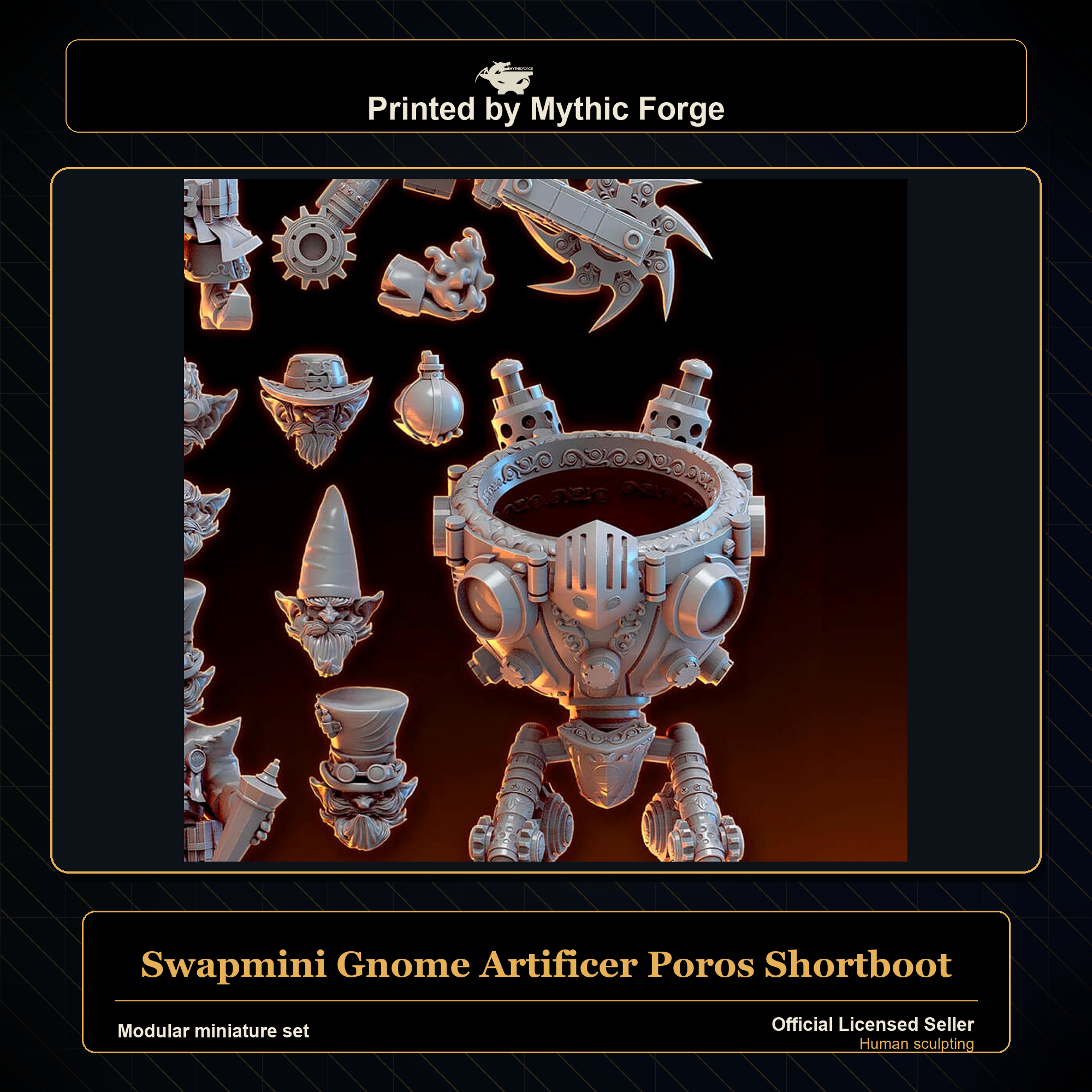 Modular RPG - Swapmini Gnome Artificer - Poros Shortboot - Bundle modular miniature modular miniature set printed by Mythic Forge