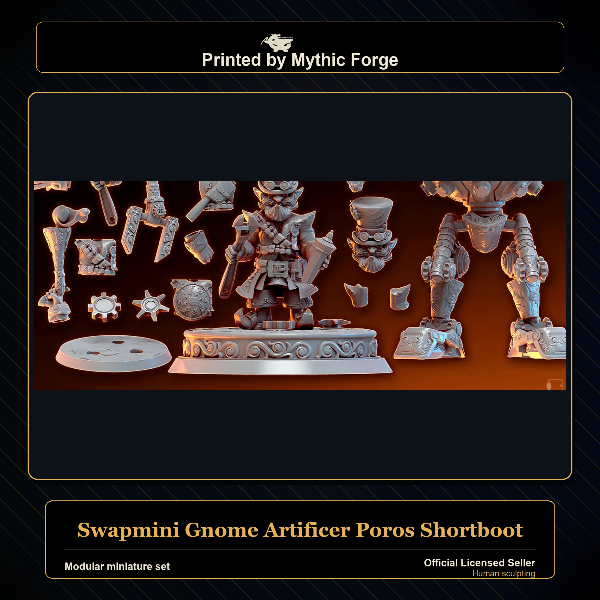 Modular RPG - Swapmini Gnome Artificer - Poros Shortboot - Bundle modular miniature modular miniature set printed by Mythic Forge