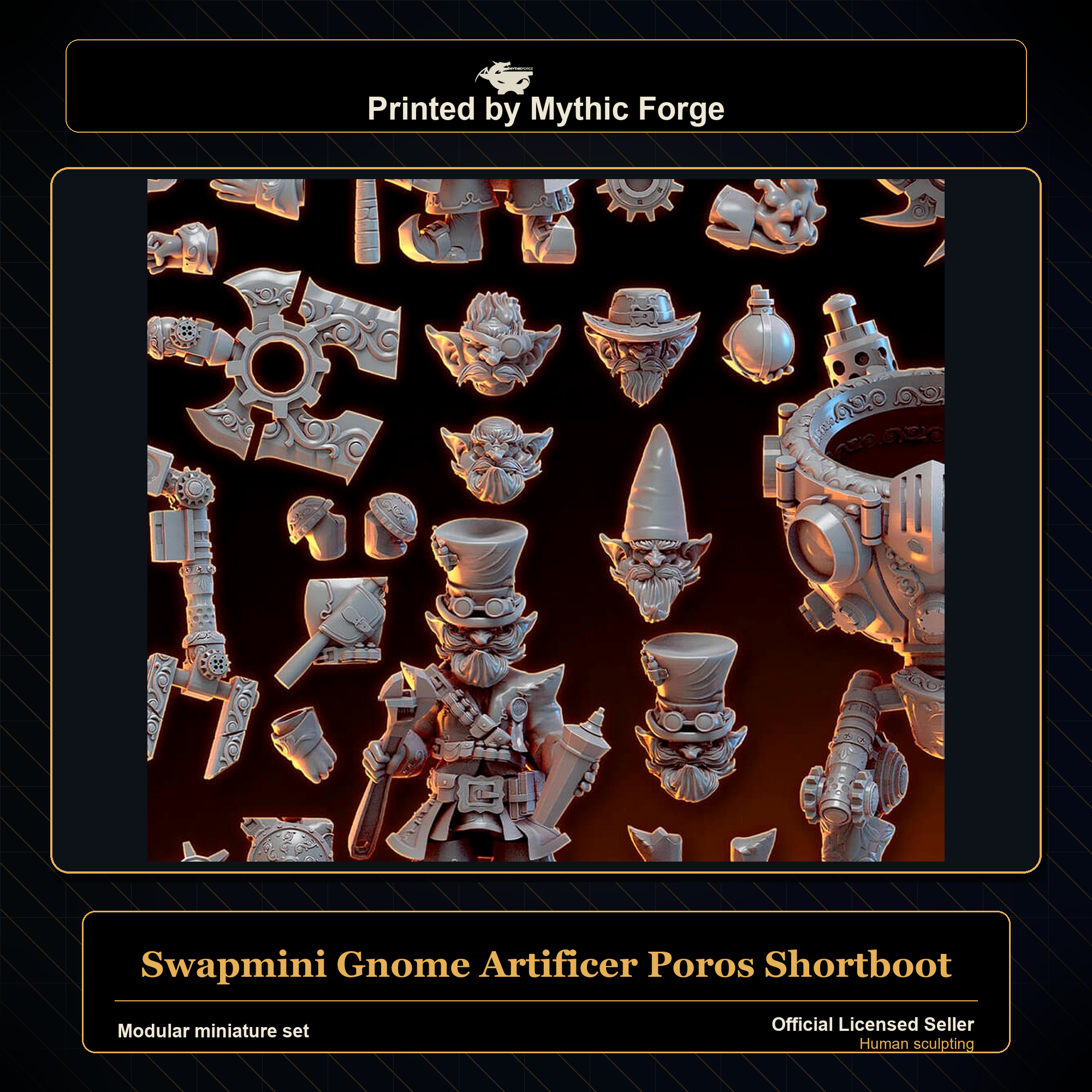Modular RPG - Swapmini Gnome Artificer - Poros Shortboot - Bundle modular miniature modular miniature set printed by Mythic Forge