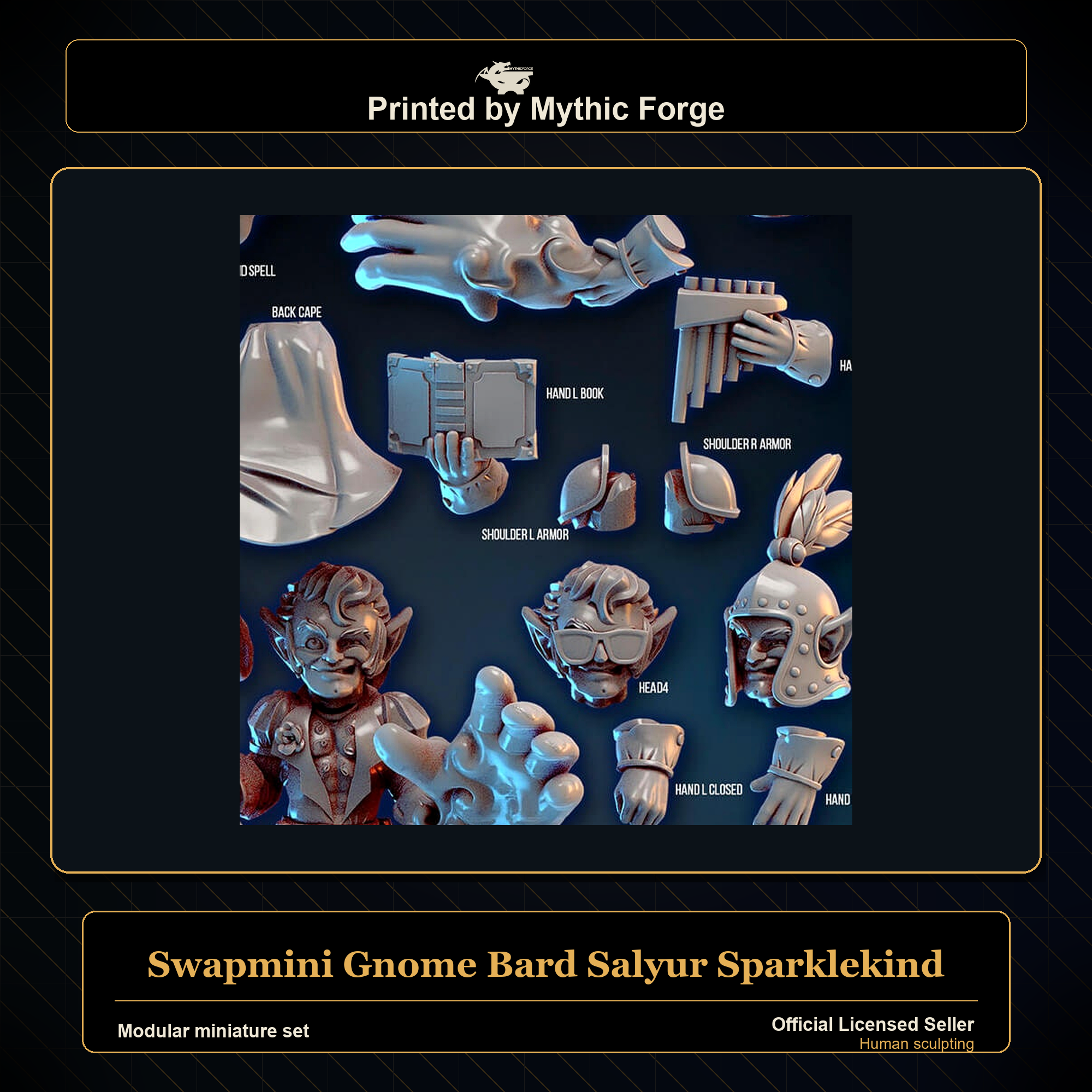 Modular RPG - Swapmini Gnome Bard - Salyur Sparklekind - Bundle modular miniature modular miniature set printed by Mythic Forge