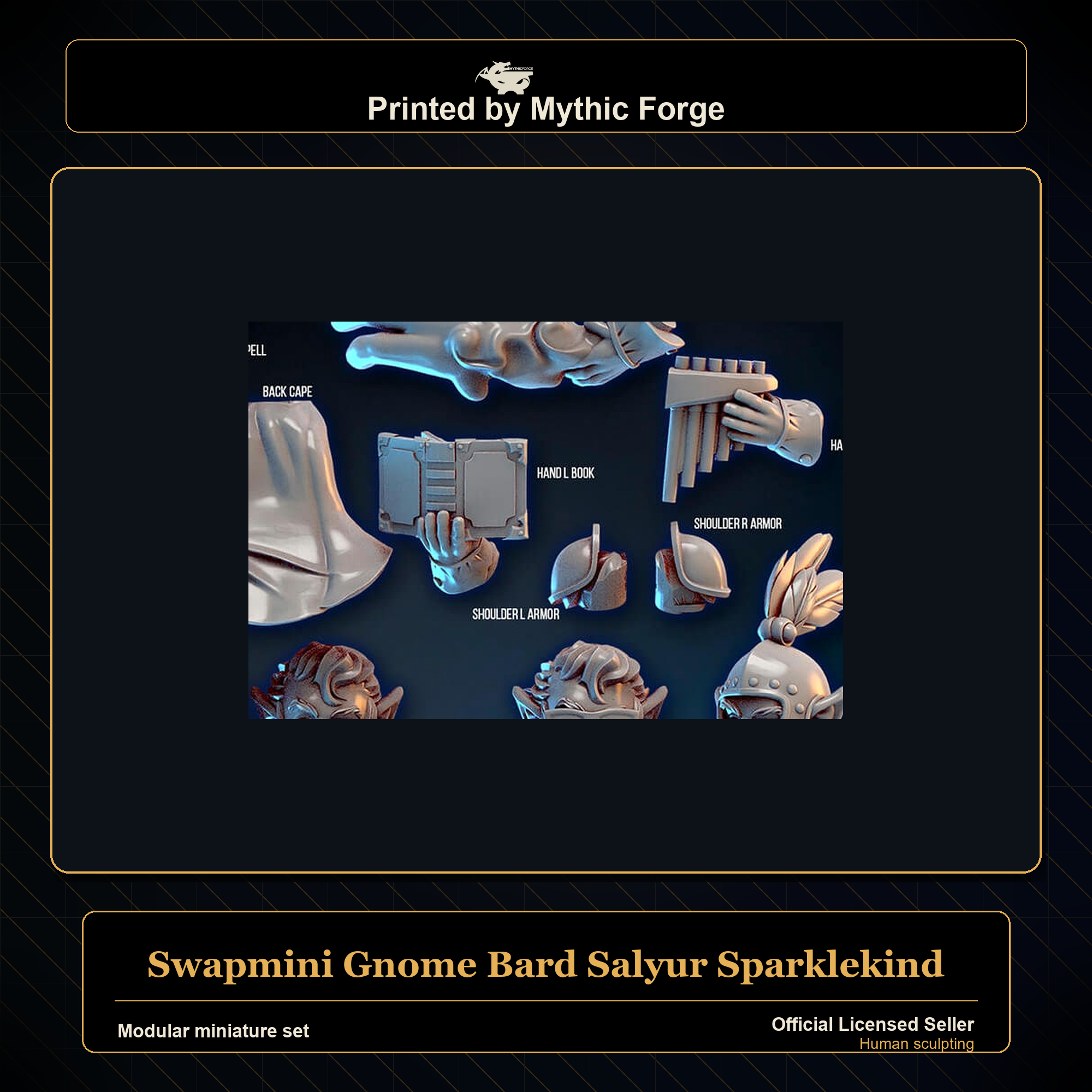 Modular RPG - Swapmini Gnome Bard - Salyur Sparklekind - Bundle modular miniature modular miniature set printed by Mythic Forge