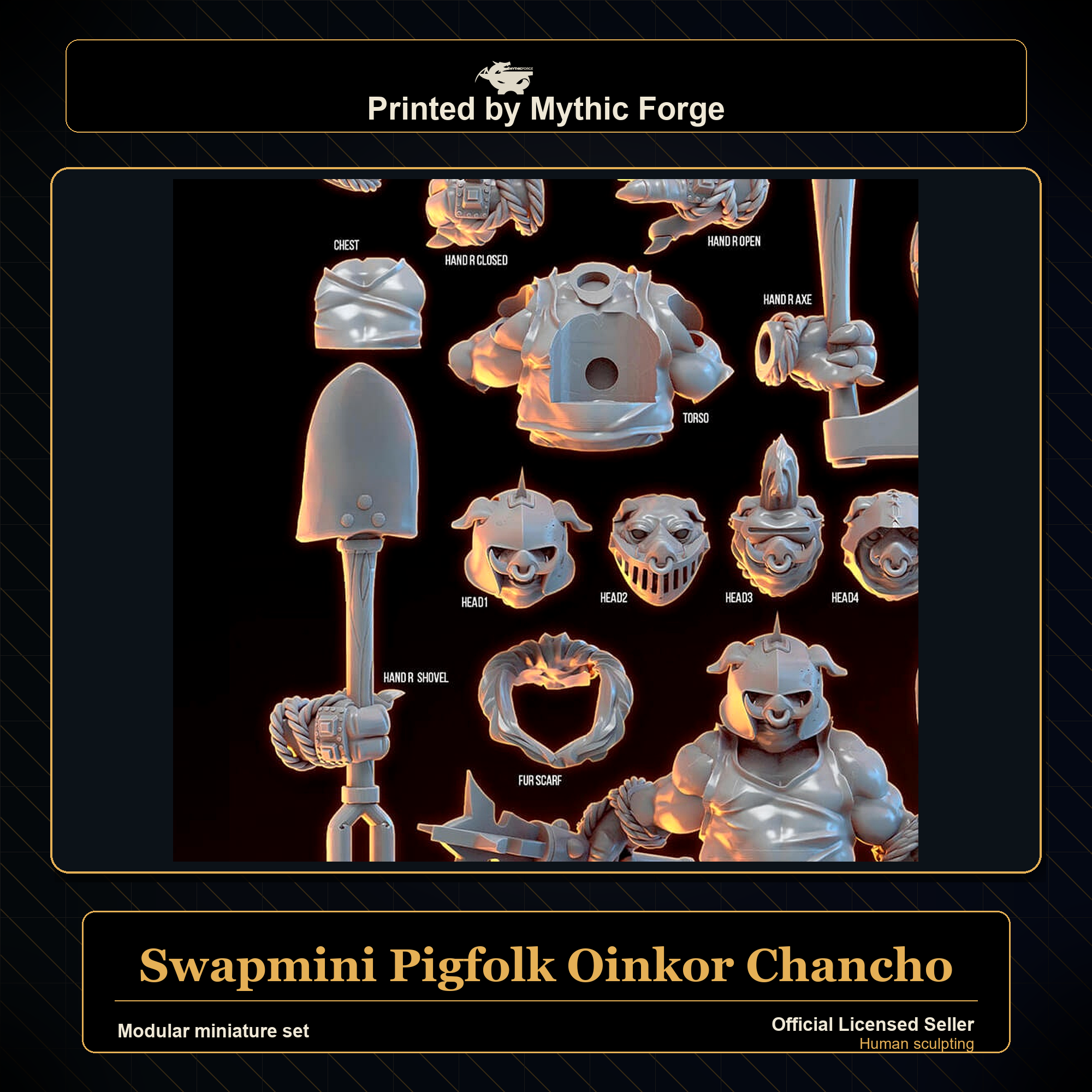 Modular RPG - Swapmini Pigfolk - Oinkor Chancho - Bundle modular miniature modular miniature set printed by Mythic Forge