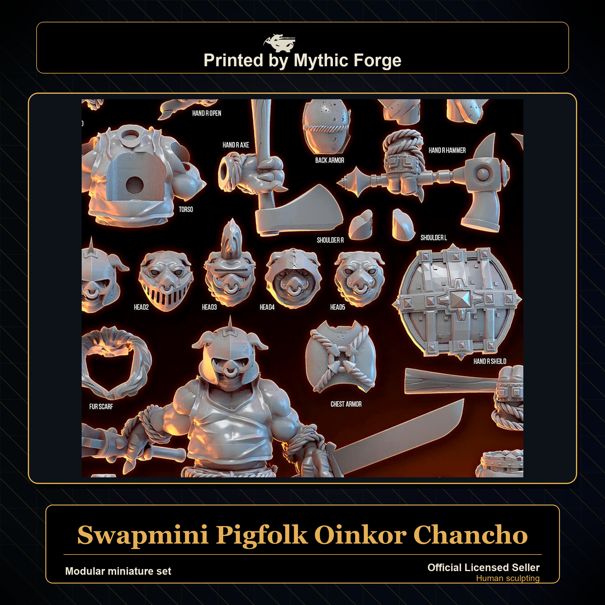 Modular RPG - Swapmini Pigfolk - Oinkor Chancho - Bundle modular miniature modular miniature set printed by Mythic Forge