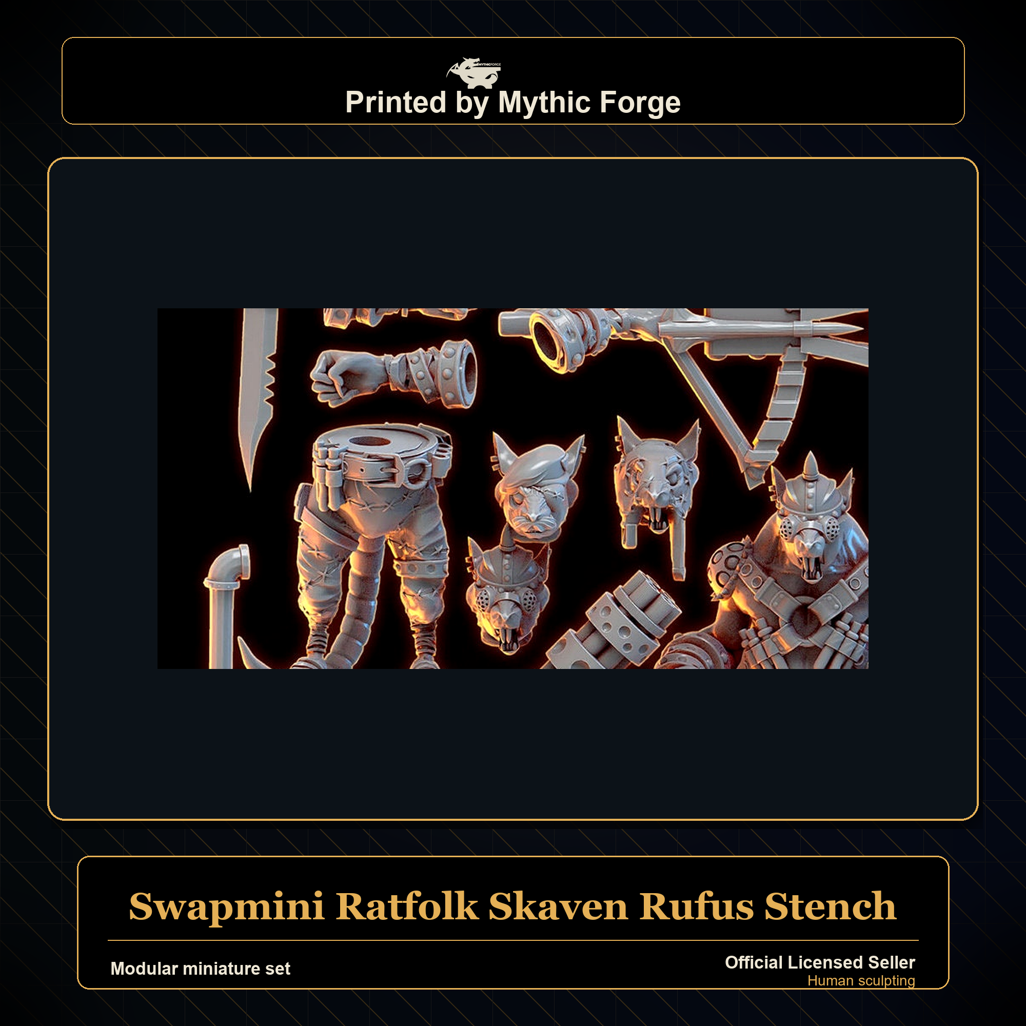 Modular RPG - Swapmini Ratfolk Skaven - Rufus Stench - Bundle modular miniature modular miniature set printed by Mythic Forge