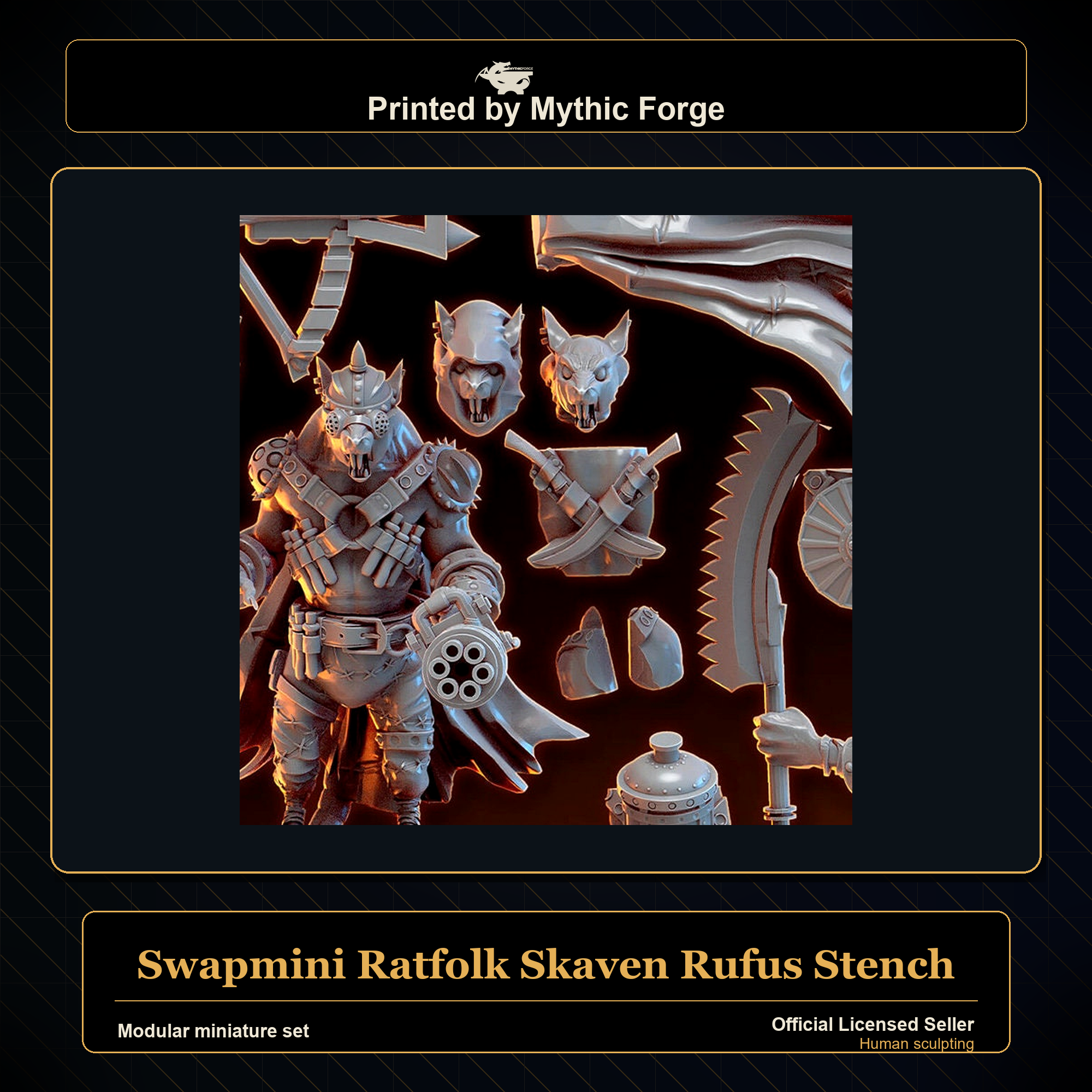 Modular RPG - Swapmini Ratfolk Skaven - Rufus Stench - Bundle modular miniature modular miniature set printed by Mythic Forge