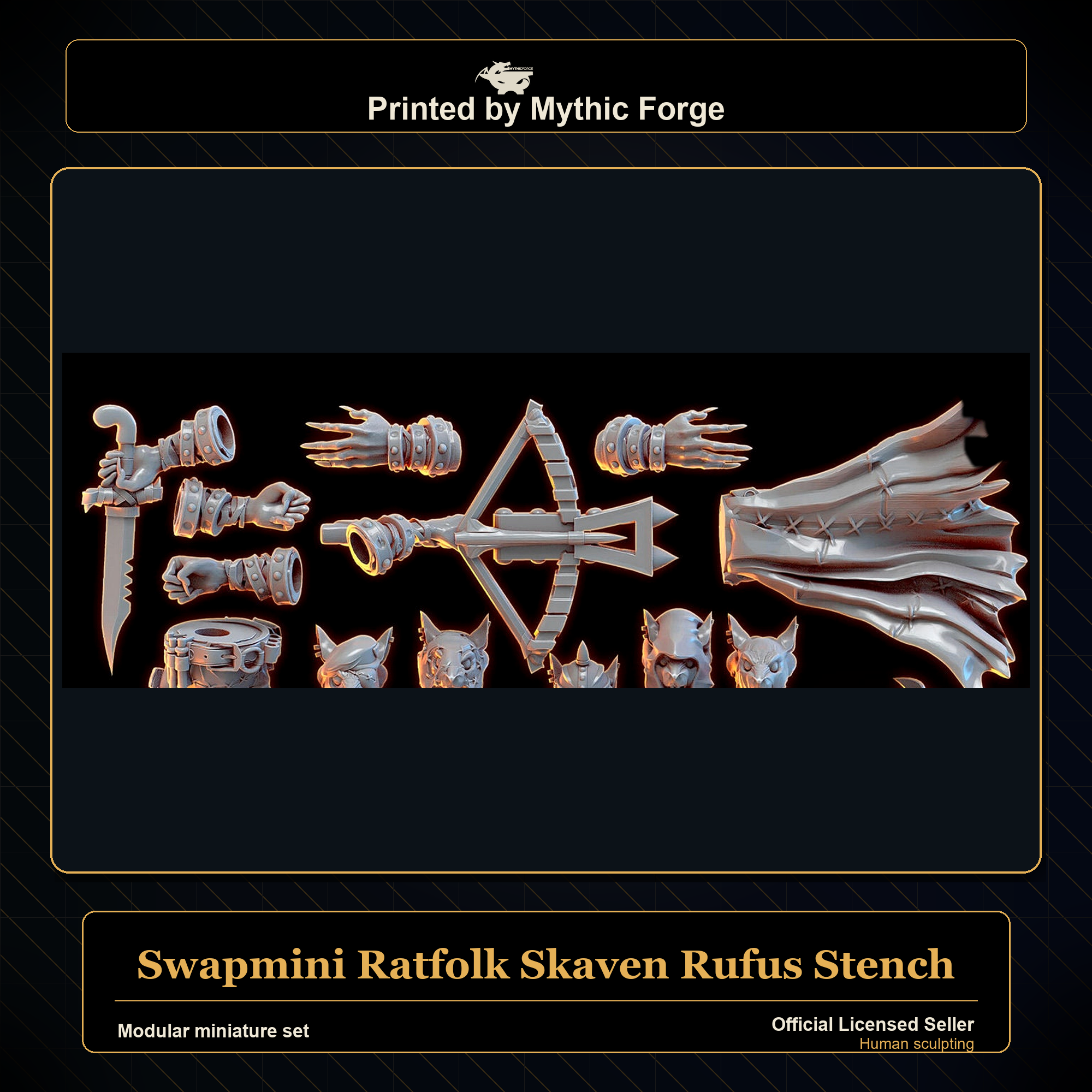 Modular RPG - Swapmini Ratfolk Skaven - Rufus Stench - Bundle modular miniature modular miniature set printed by Mythic Forge