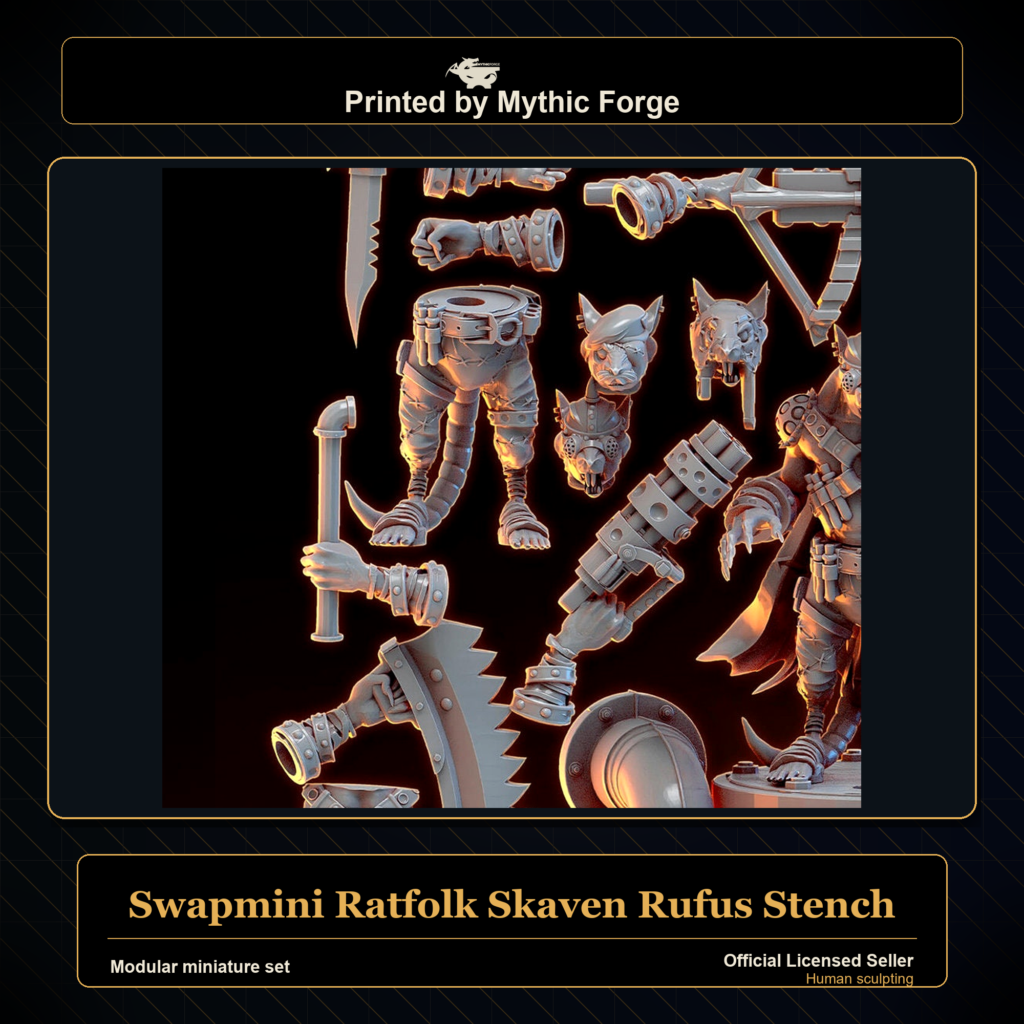 Modular RPG - Swapmini Ratfolk Skaven - Rufus Stench - Bundle modular miniature modular miniature set printed by Mythic Forge