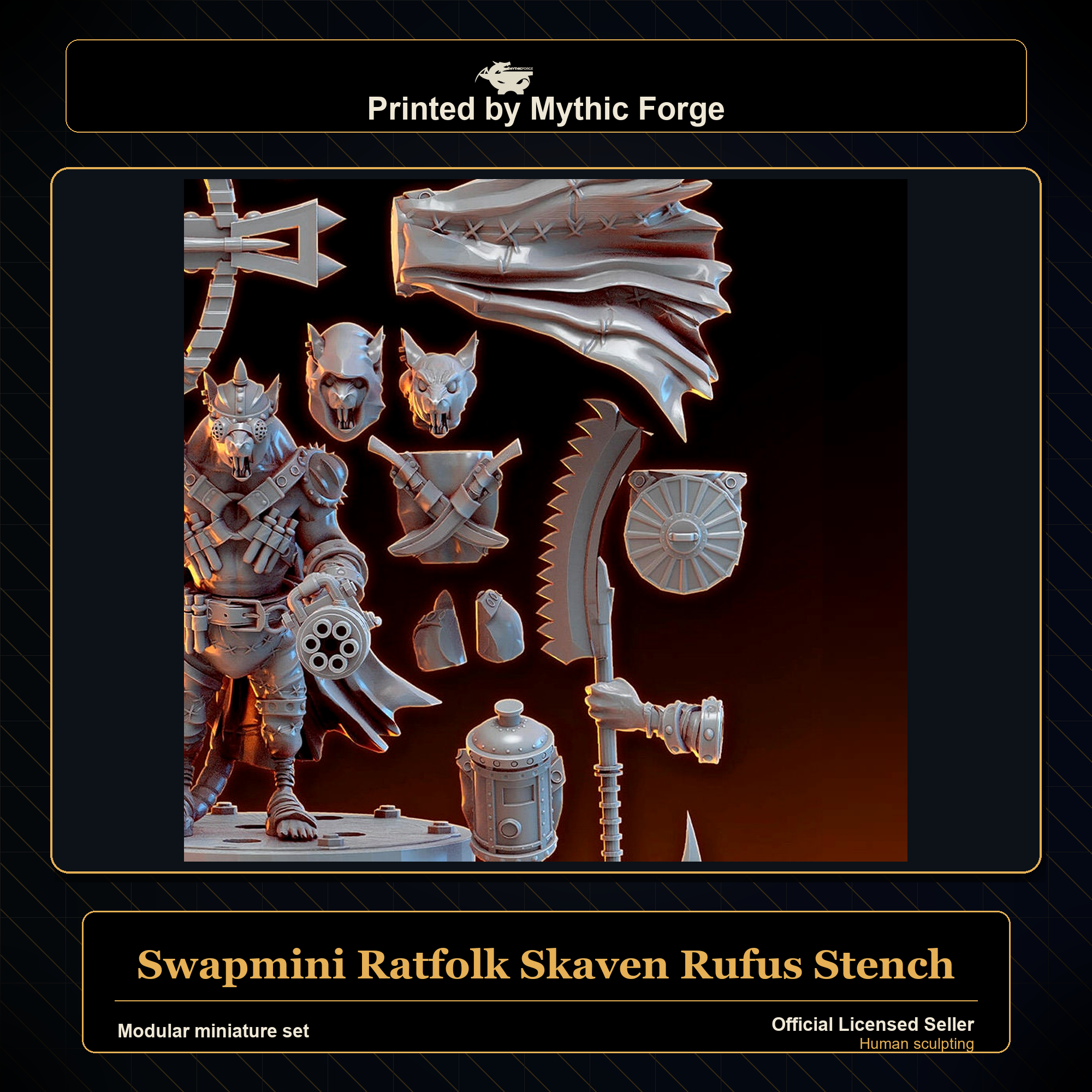 Modular RPG - Swapmini Ratfolk Skaven - Rufus Stench - Bundle modular miniature modular miniature set printed by Mythic Forge