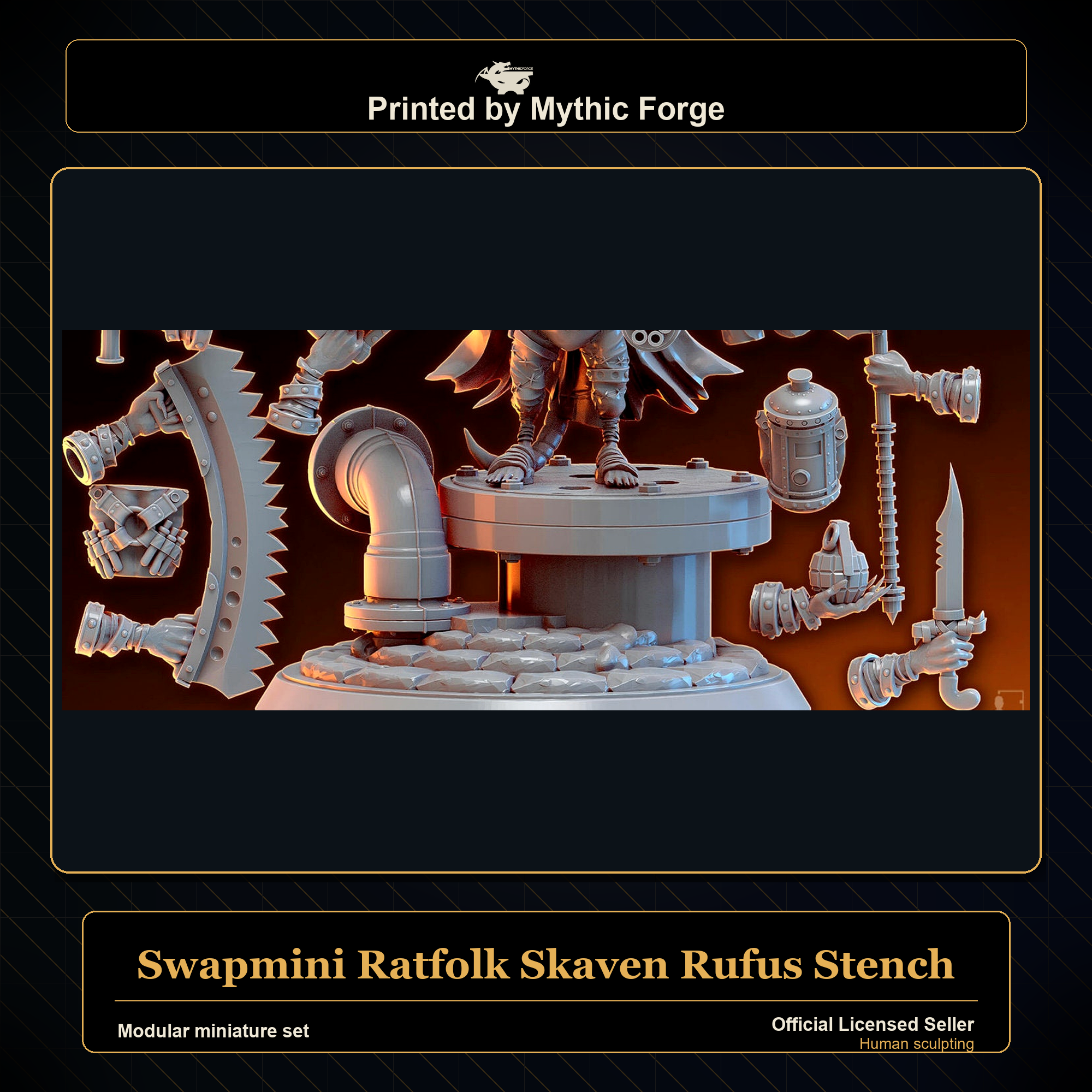 Modular RPG - Swapmini Ratfolk Skaven - Rufus Stench - Bundle modular miniature modular miniature set printed by Mythic Forge