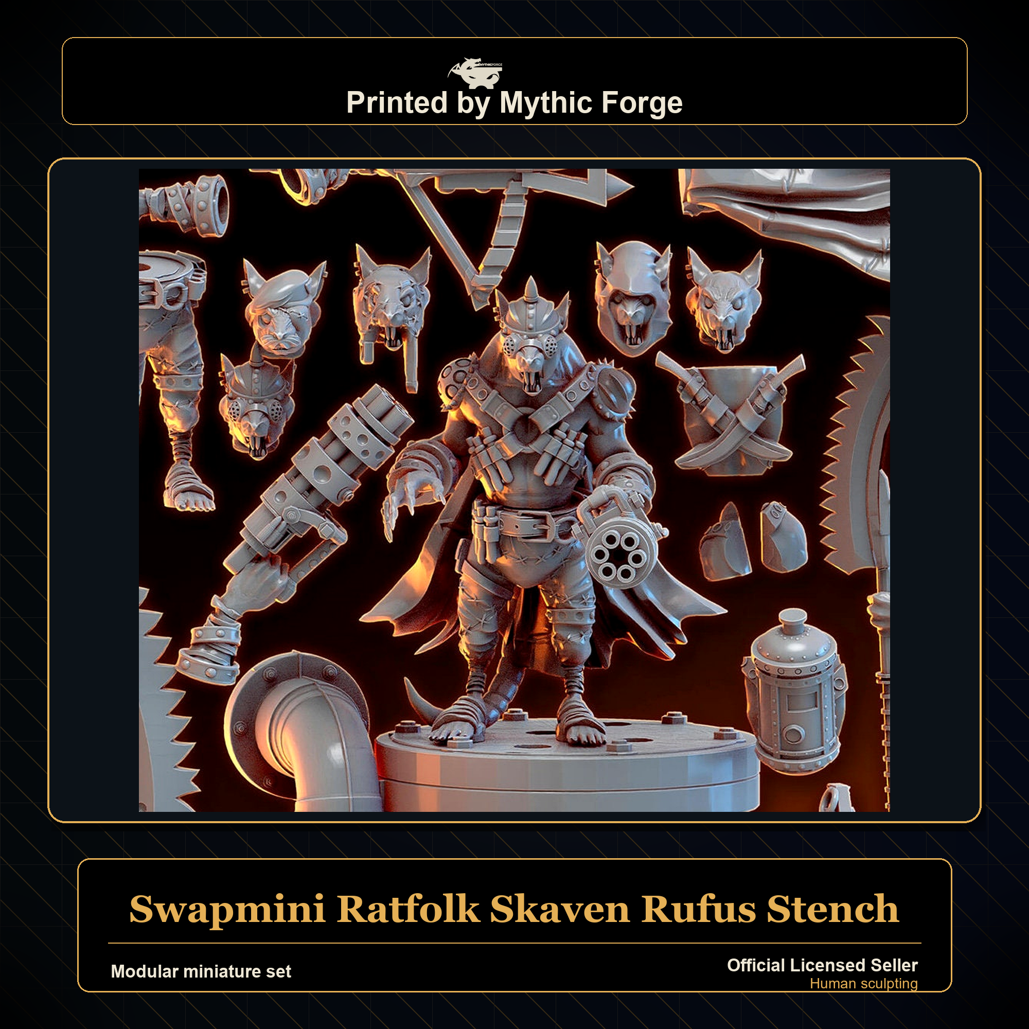 Modular RPG - Swapmini Ratfolk Skaven - Rufus Stench - Bundle modular miniature modular miniature set printed by Mythic Forge