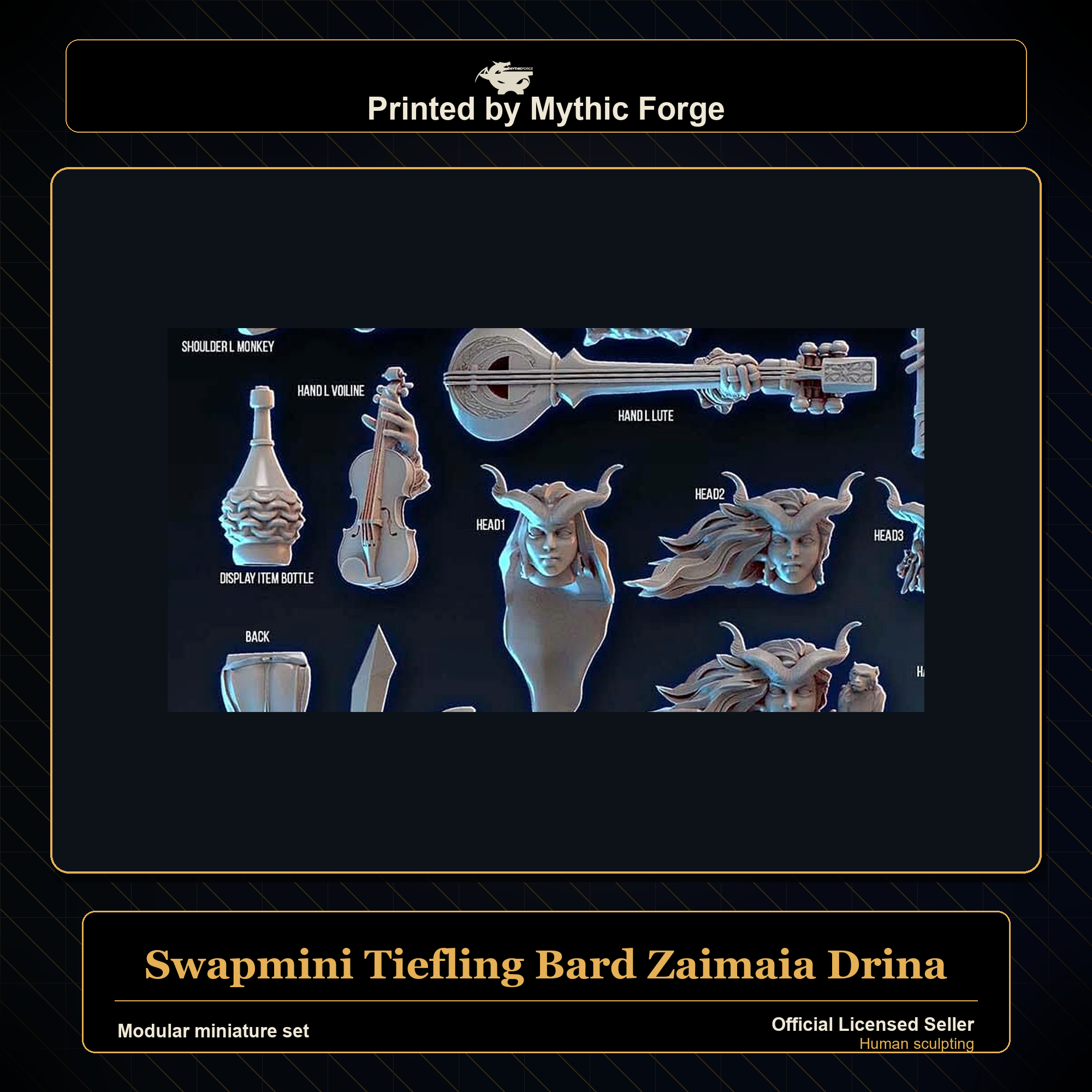 Modular RPG - Swapmini Tiefling Bard - Zaimaia Drina - Bundle modular miniature modular miniature set printed by Mythic Forge